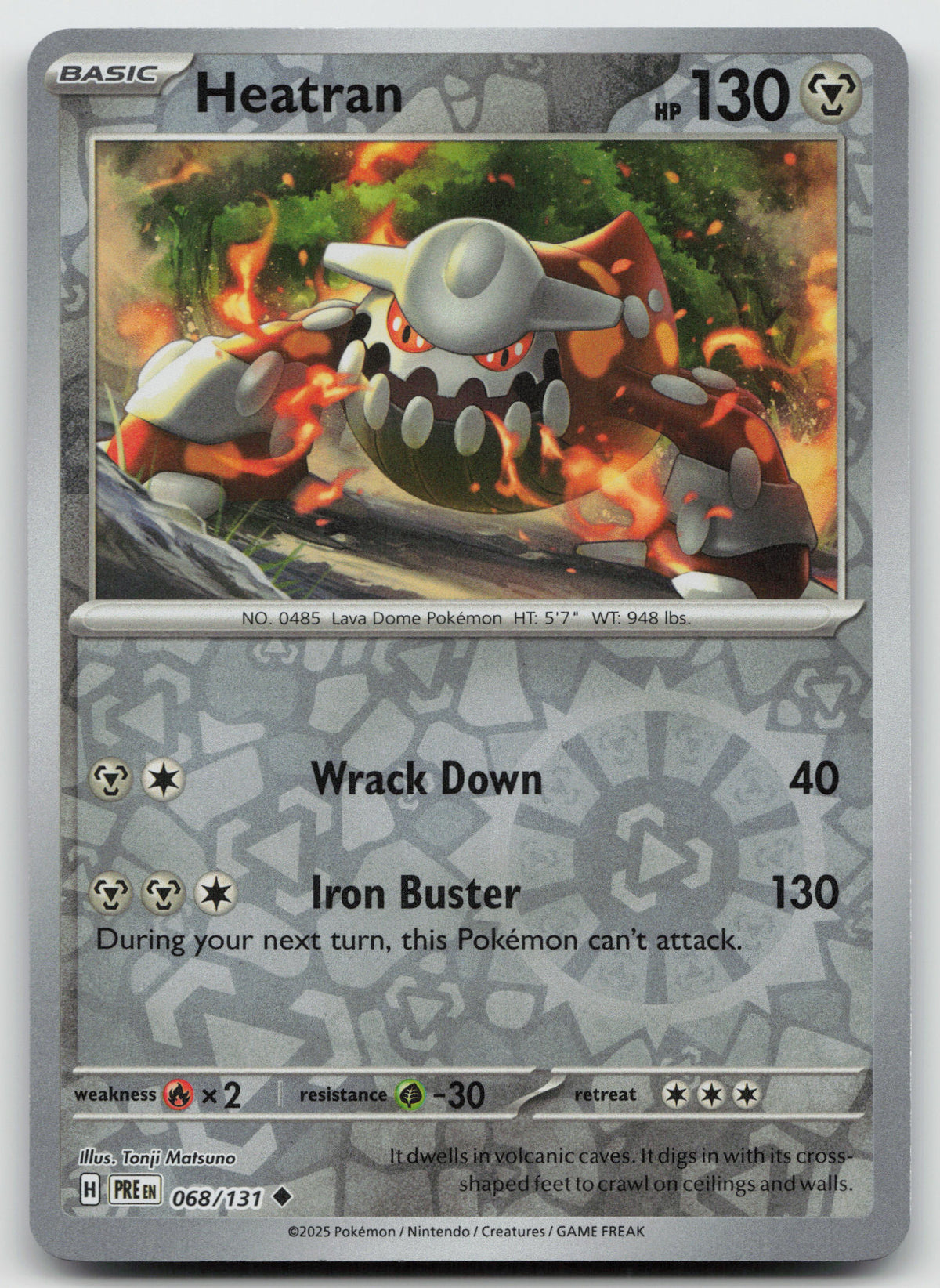 Heatran Uncommon Reverse Holo SV: Prismatic Evolutions 068/131 NM