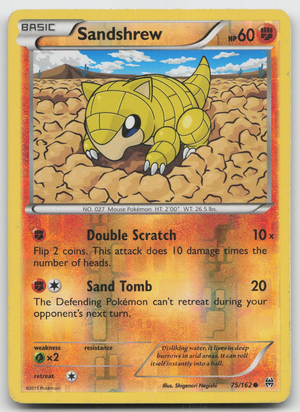 Sandshrew Common Reverse Holo XY - BREAKthrough 75/162 HP