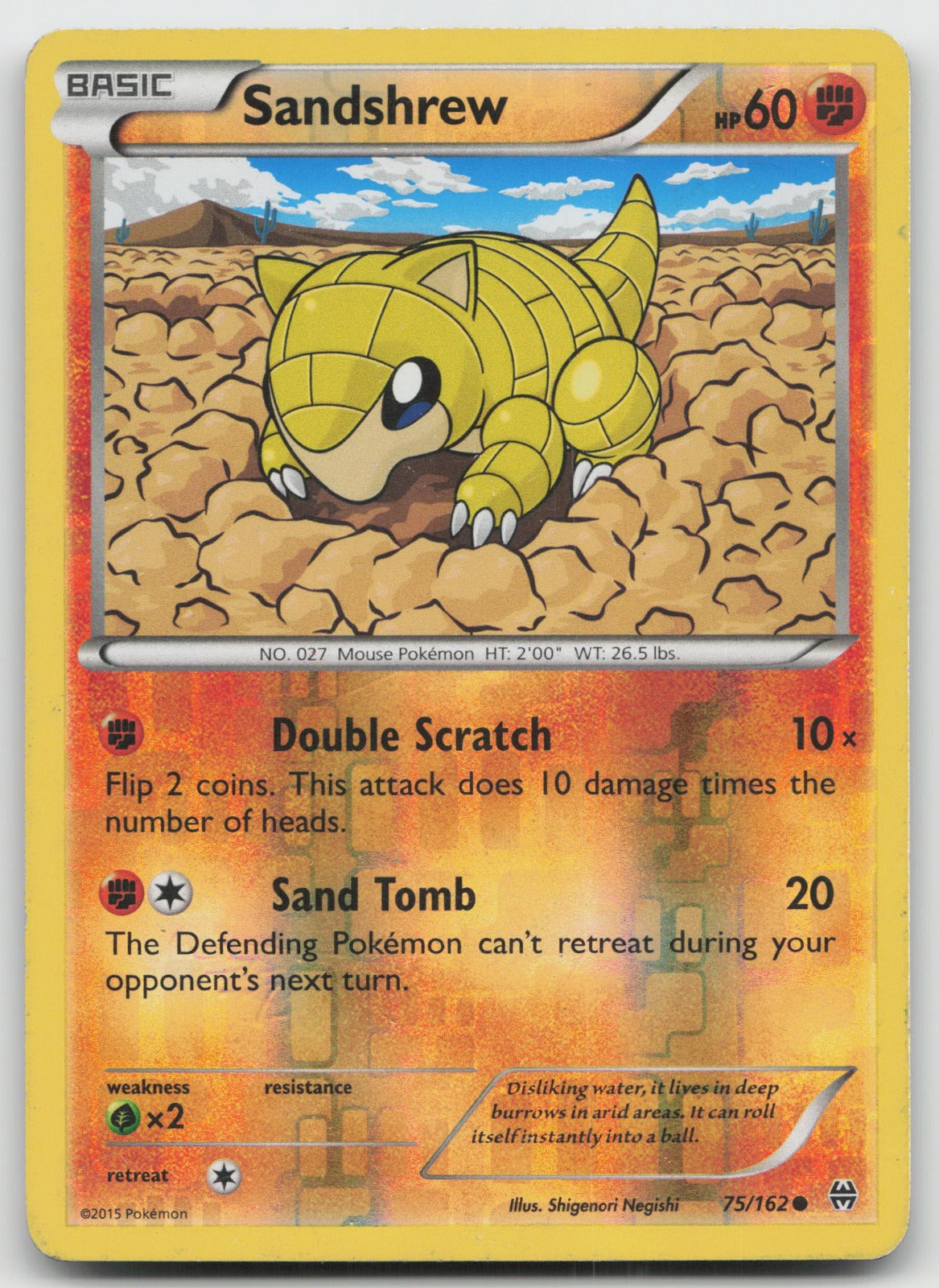 Sandshrew Common Reverse Holo XY - BREAKthrough 75/162 HP
