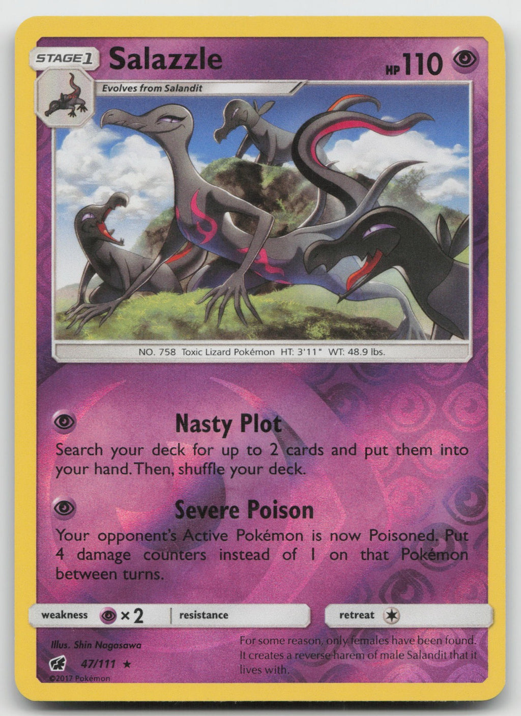 Salazzle Reverse Holo Rare SM - Crimson Invasion 47/111 LP