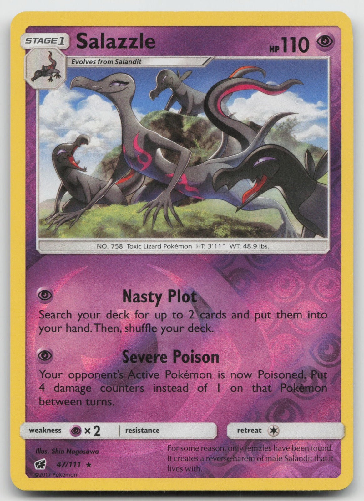 Salazzle Reverse Holo Rare SM - Crimson Invasion 47/111 LP