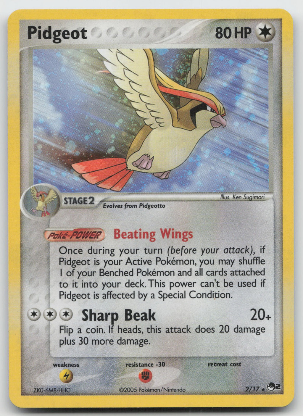 Pidgeot Rare Holo POP Series 2 2/17 LP