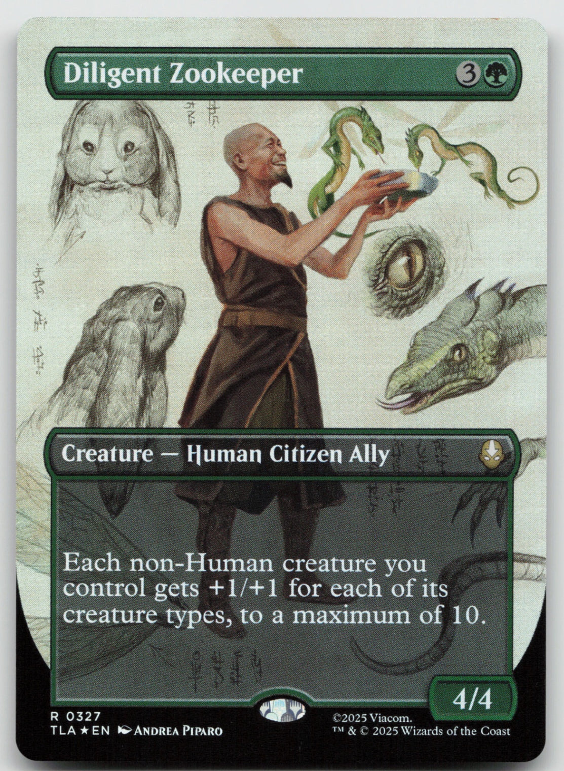 Diligent Zookeeper (Borderless) R Foil Avatar: The Last Airbender 327 NM