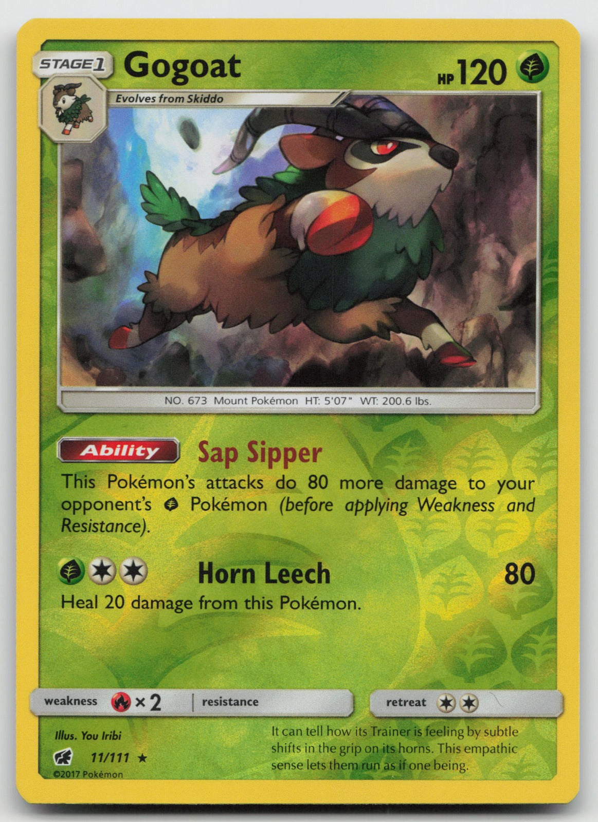 Gogoat Reverse Holo Rare SM - Crimson Invasion 11/111 LP