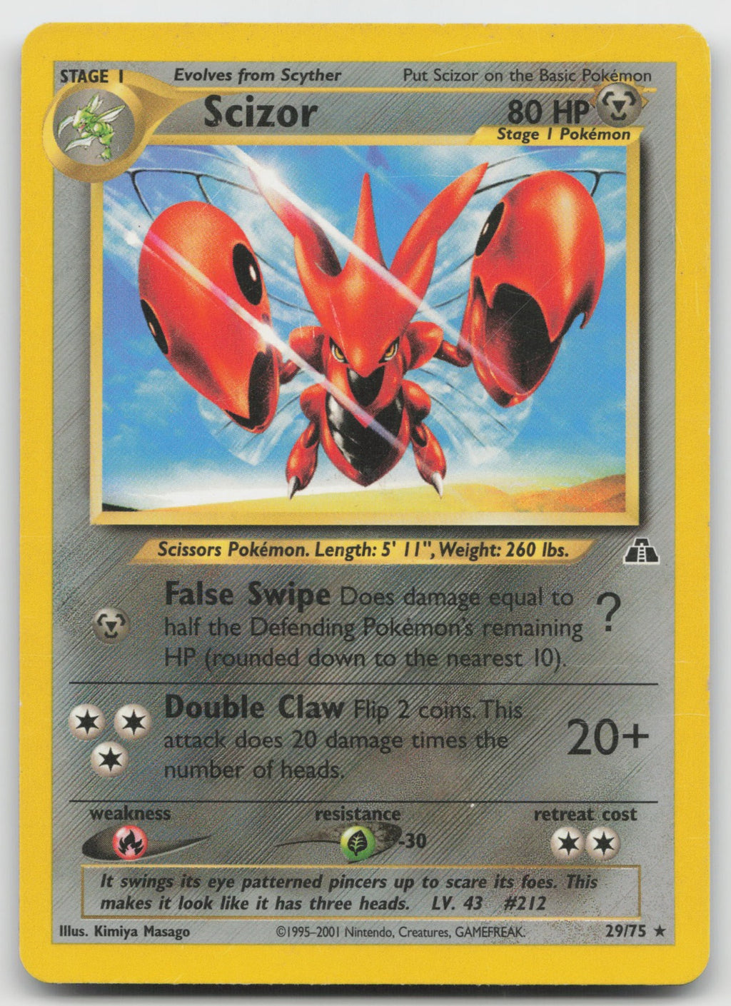Scizor Unlimited Rare Neo Discovery 29/75 MP