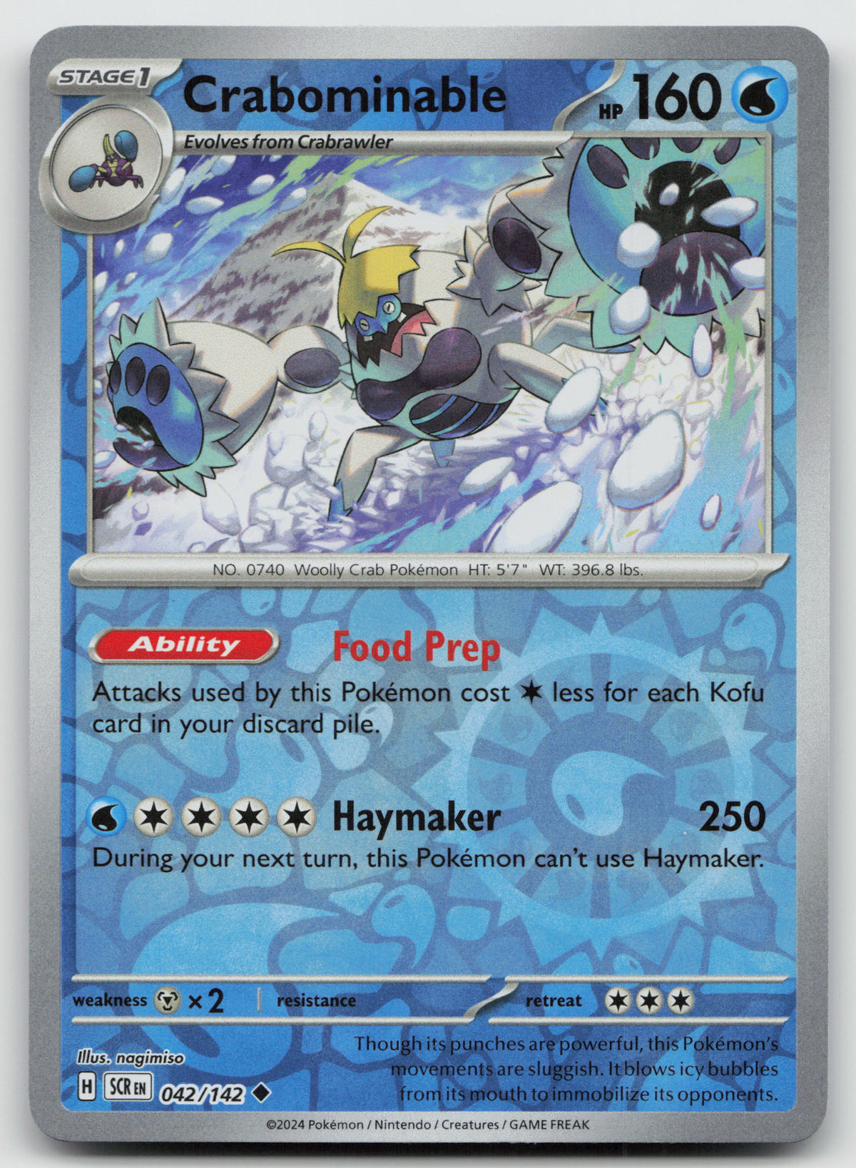 Crabominable Uncommon Reverse Holo SV07: Stellar Crown 042/142 NM