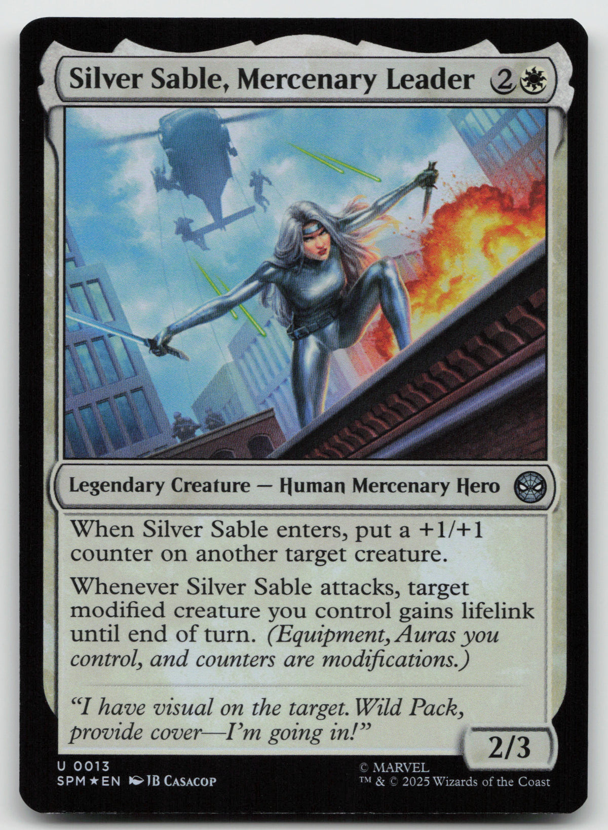 Silver Sable, Mercenary Leader U Foil Marvel's Spider-Man 13 NM