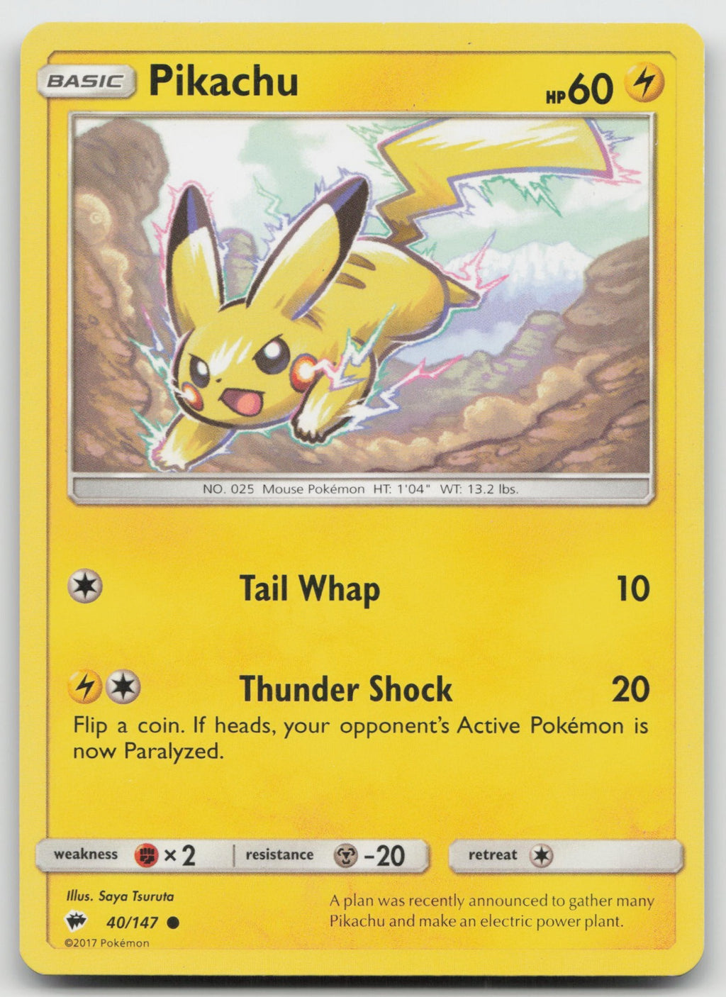 Pikachu Common SM - Burning Shadows 40/147 LP