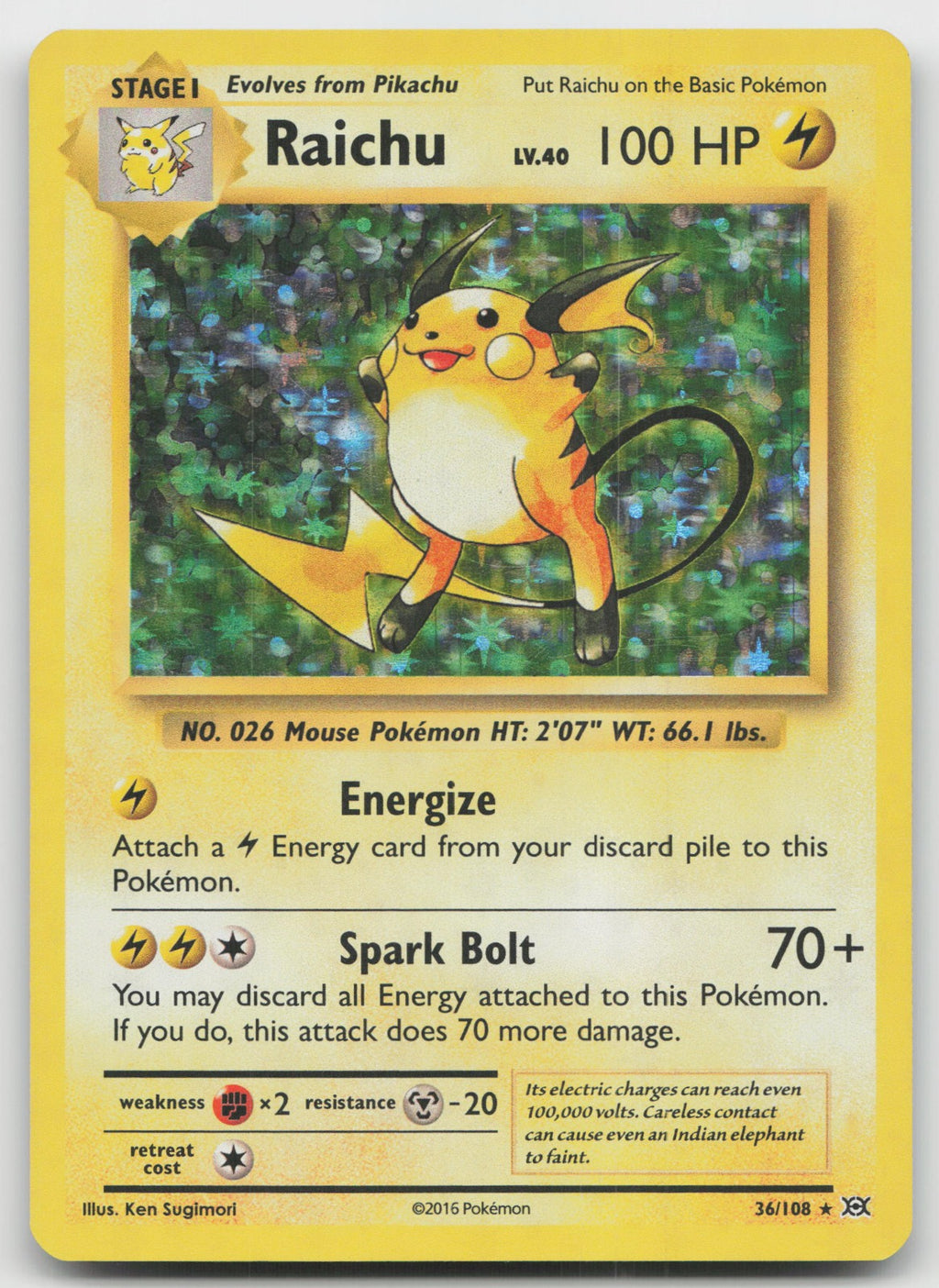 Raichu Holo Rare XY - Evolutions 36/108 LP