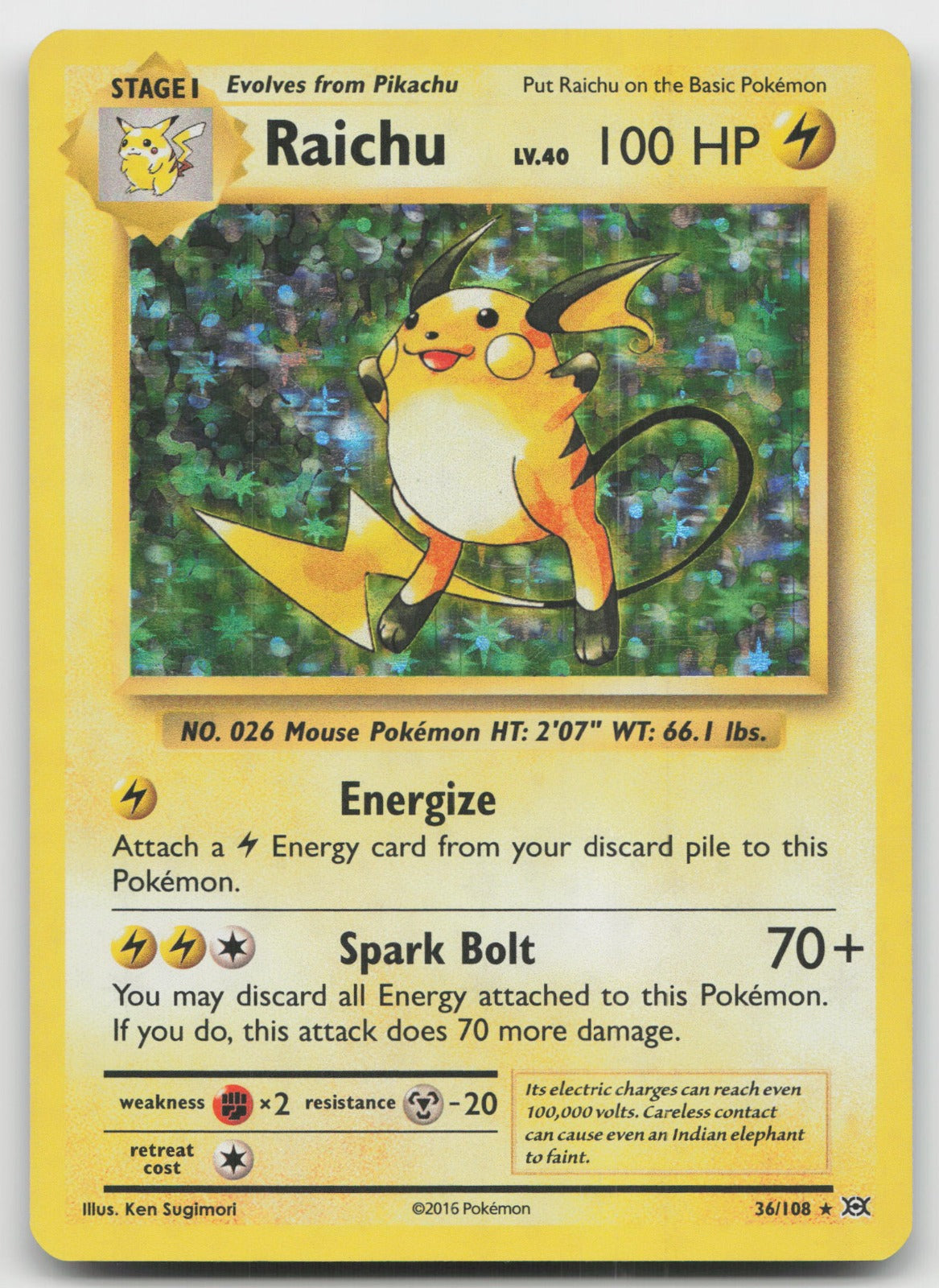 Raichu Holo Rare XY - Evolutions 36/108 LP