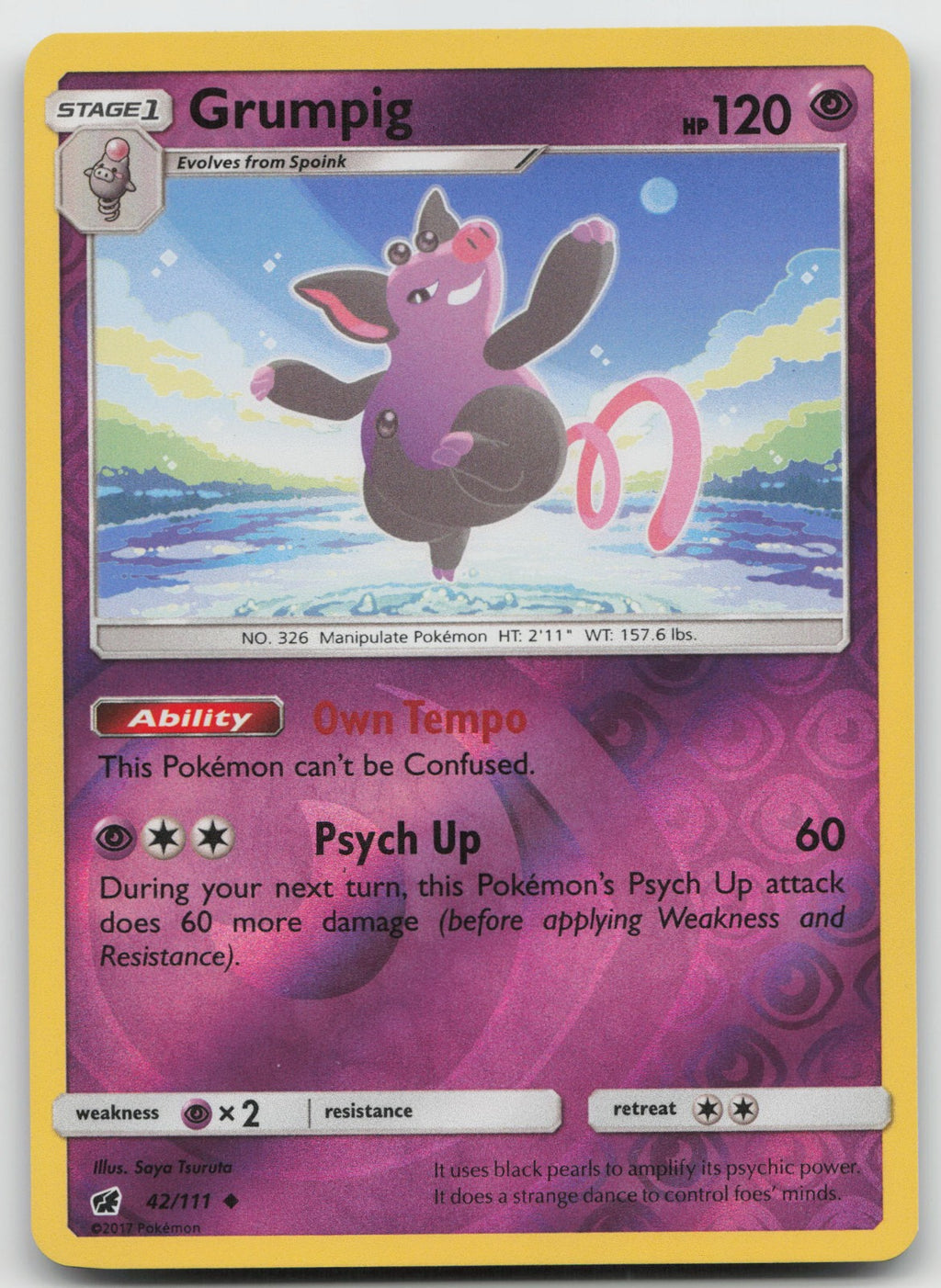 Grumpig Reverse Holo Uncommon SM - Crimson Invasion 42/111 NM