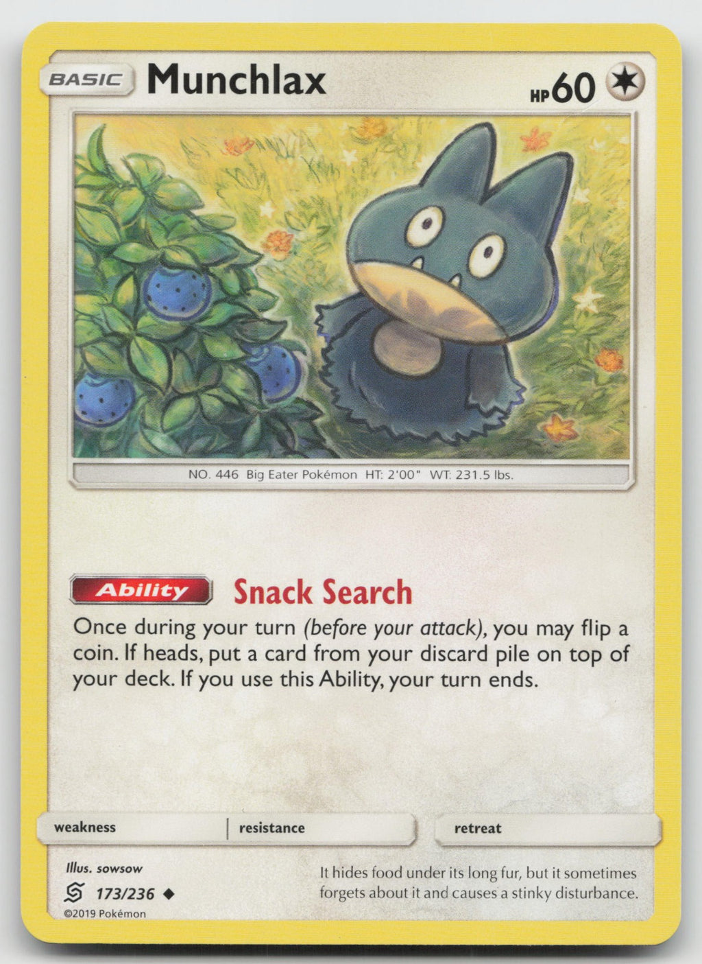 Munchlax Uncommon SM - Unified Minds 173/236 NM
