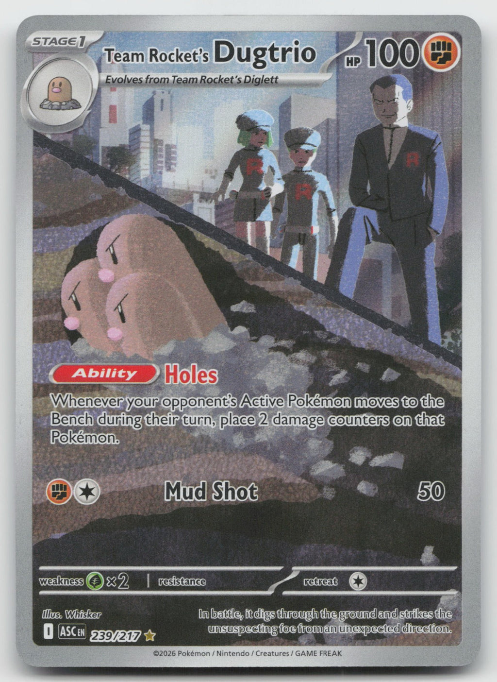 Team Rocket's Dugtrio Illustration Rare Holo ME: Ascended Heroes 239/217 NM