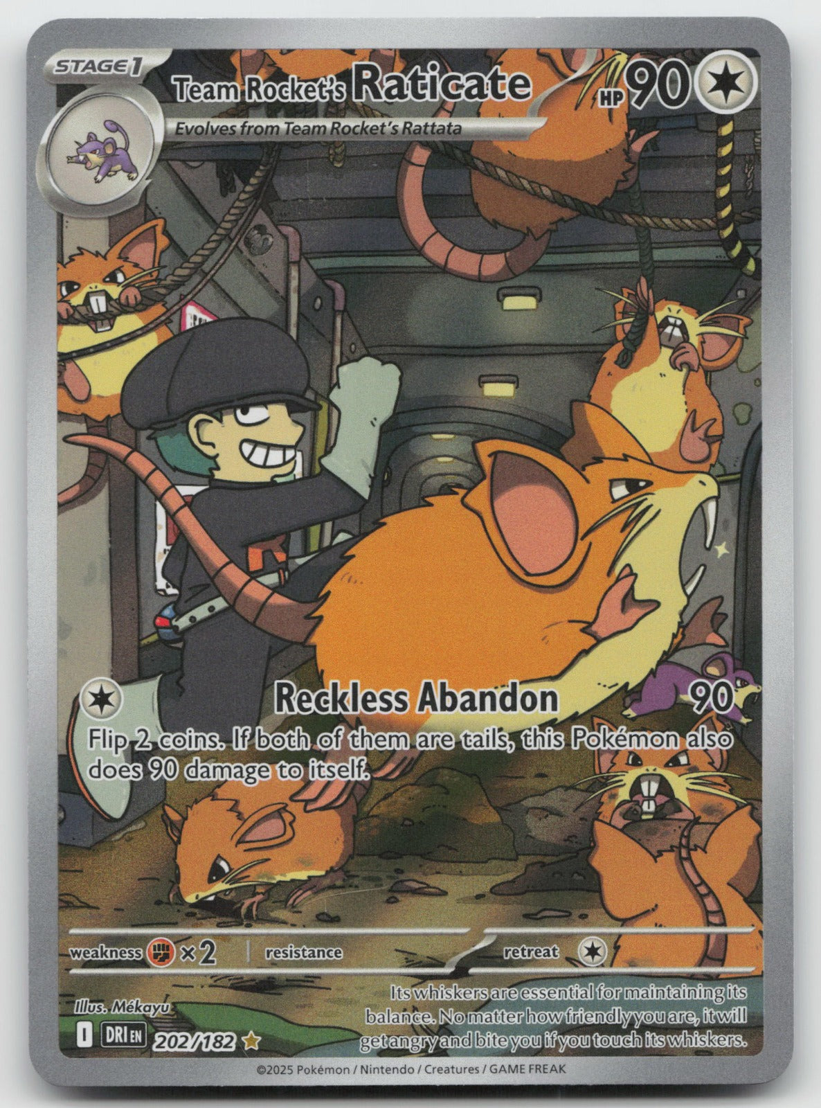 Team Rocket's Raticate Illustration Rare Holo SV10: Destined Rivals 202/182 NM
