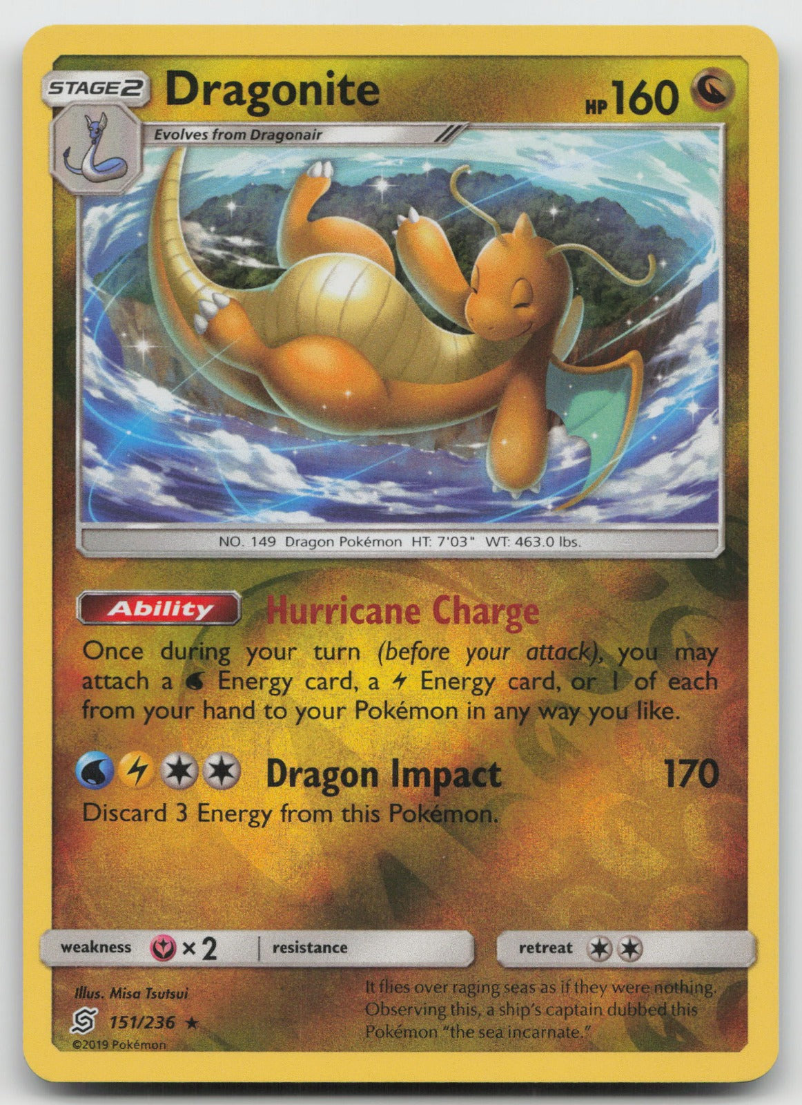 Dragonite Reverse Holo Rare SM - Unified Minds 151/236 LP