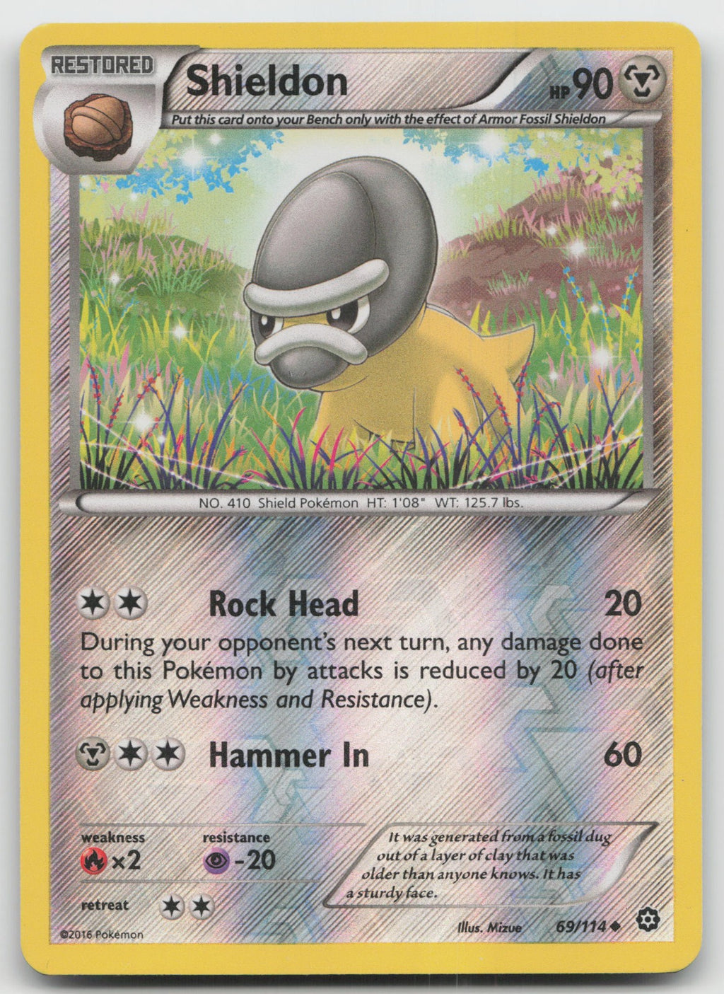 Shieldon Uncommon Reverse Holo XY - Steam Siege 69/114 LP