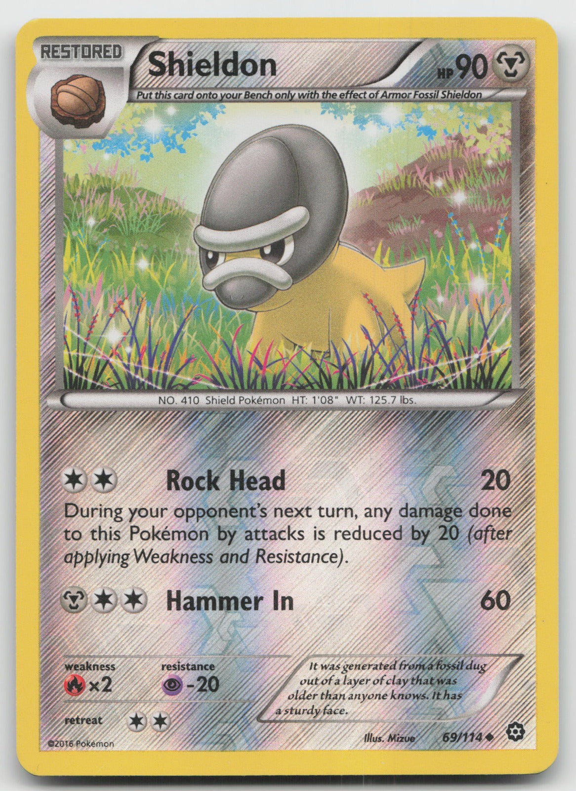 Shieldon Uncommon Reverse Holo XY - Steam Siege 69/114 LP