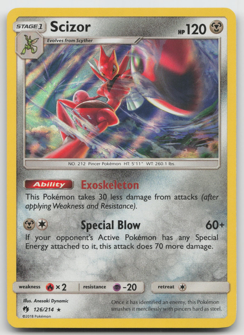 Scizor Holo Rare SM - Lost Thunder 126/214 NM
