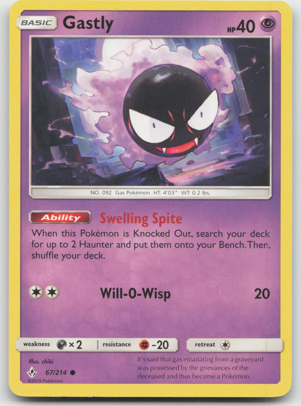 Gastly Common SM - Unbroken Bonds 67/214 NM