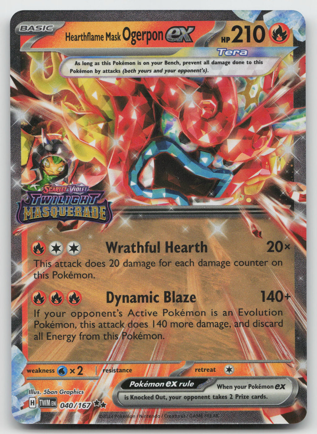 Hearthflame Mask Ogerpon ex (Twilight Masquerade Stamp) Double Rare 040/167 NM