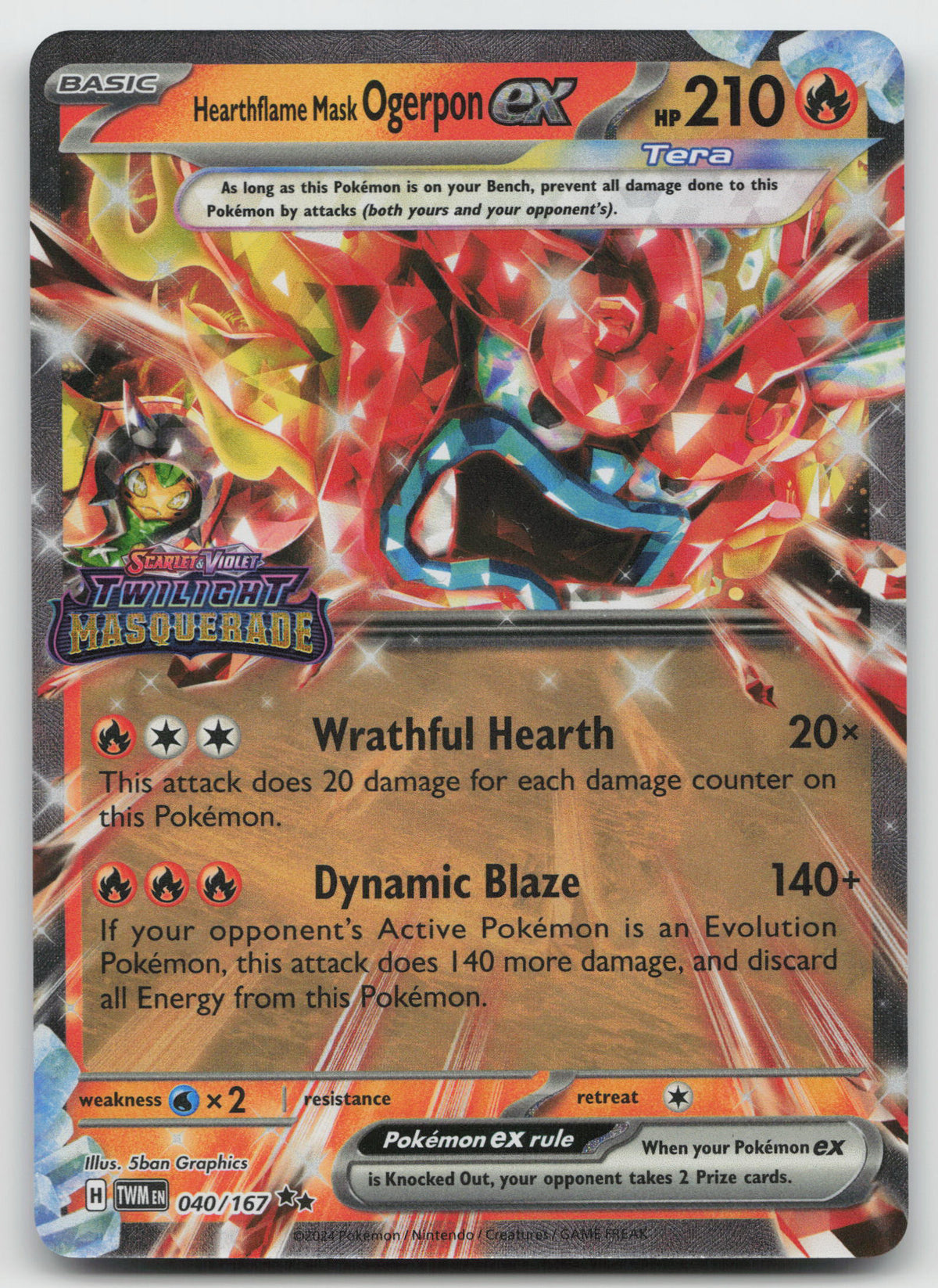 Hearthflame Mask Ogerpon ex (Twilight Masquerade Stamp) Double Rare 040/167 NM
