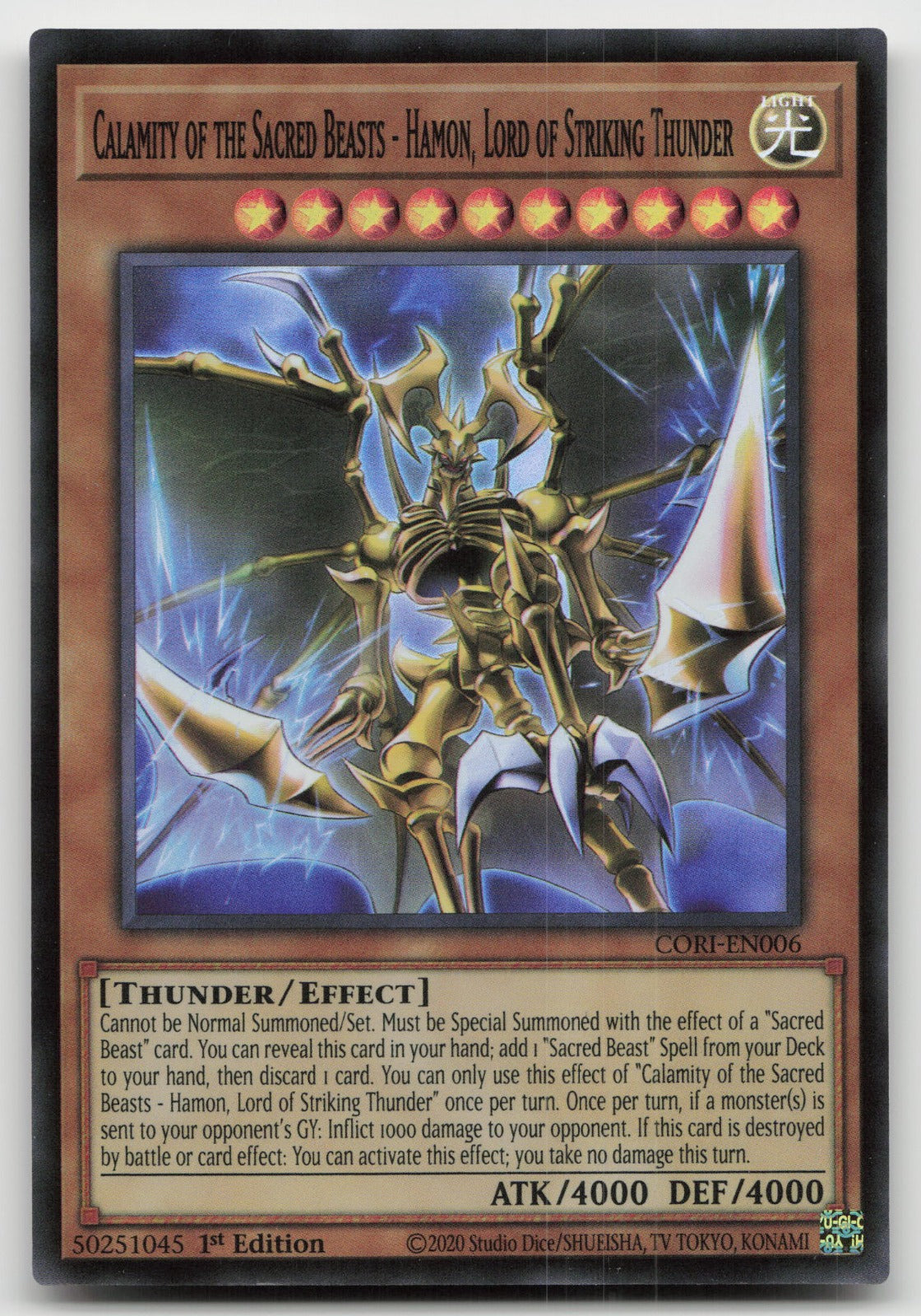 Calamity of the Sacred Beasts Hamon, Lord Super Rare Chaos Origins CORI-EN006 NM