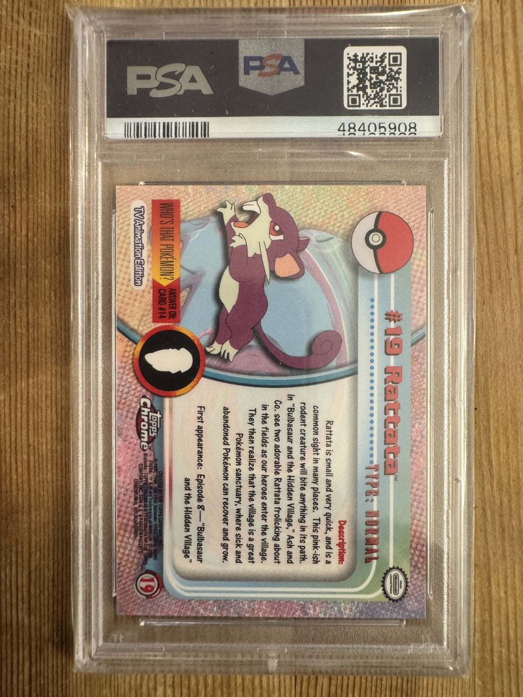 Rattata Topps Chrome 2000 19 Pokemon TV Holo Foil PSA 9