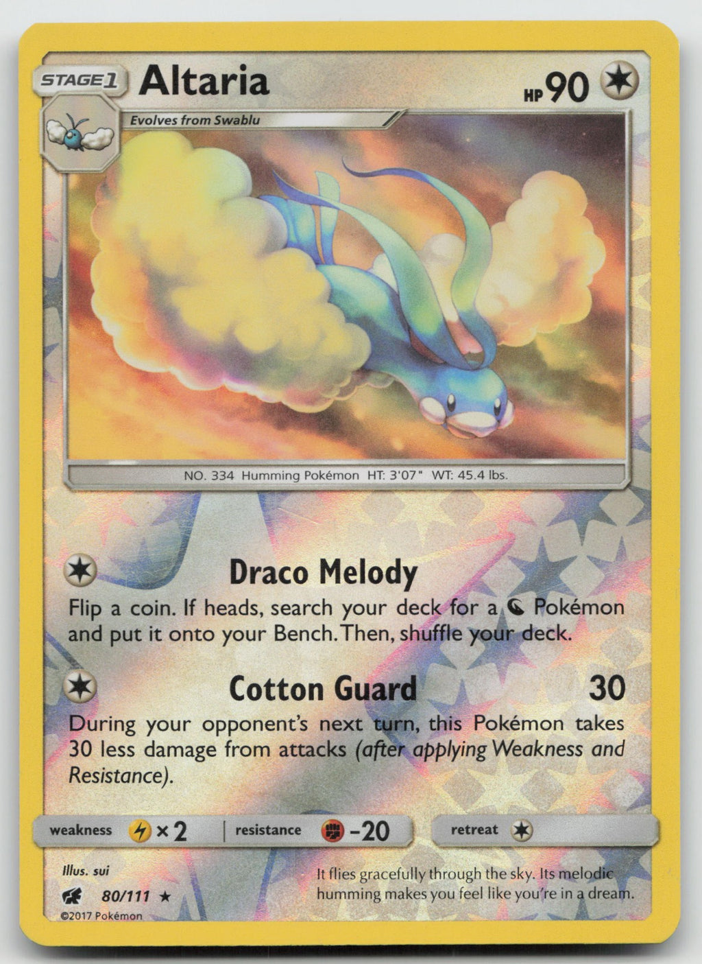 Altaria Reverse Holo Rare SM - Crimson Invasion 80/111 VLP