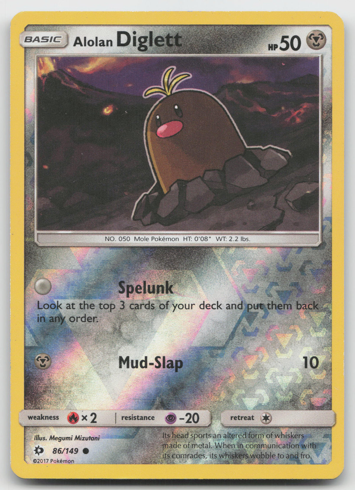 Alolan Diglett Common Reverse Holo SM Base Set 86/149 VLP