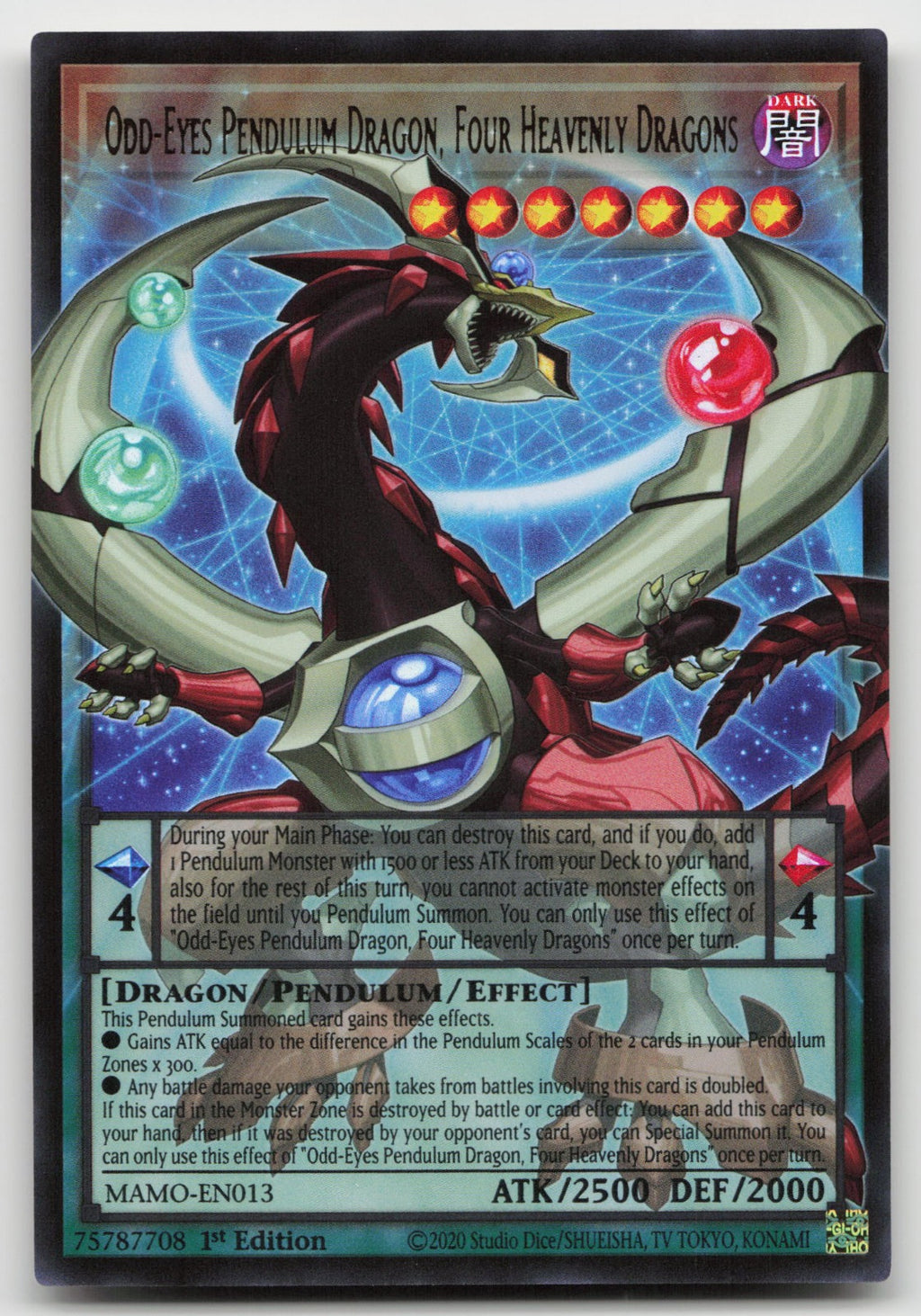 Odd-Eyes Pendulum Dragon, Four Heavenly Extended Art Magnificent MAMO-EN013 NM