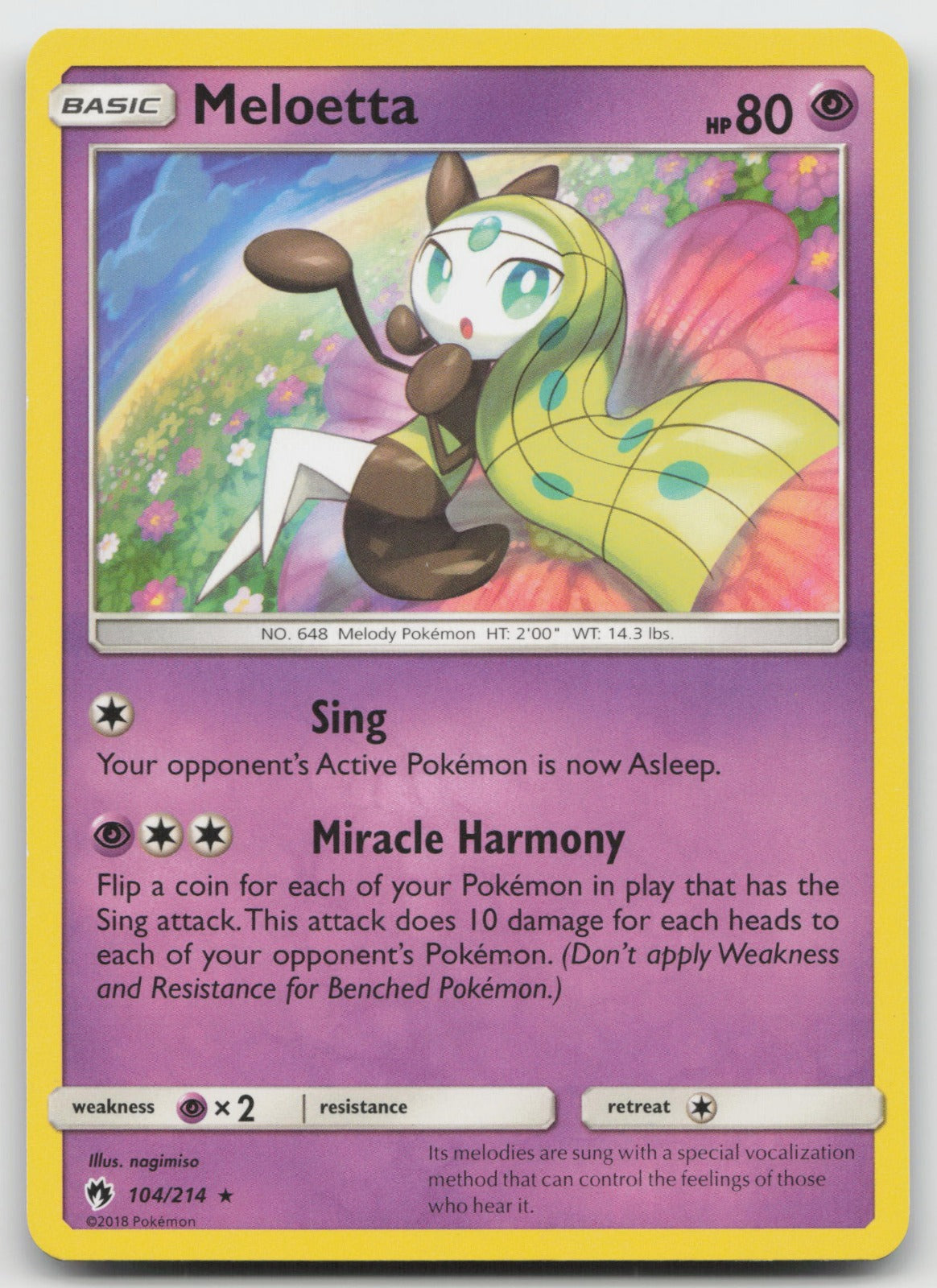 Meloetta Rare SM - Lost Thunder 104/214 NM