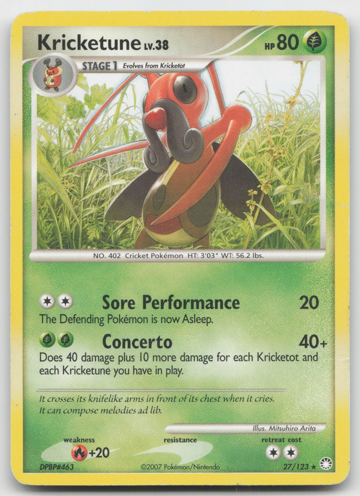 Kricketune Rare Mysterious Treasures 27/123 DMG