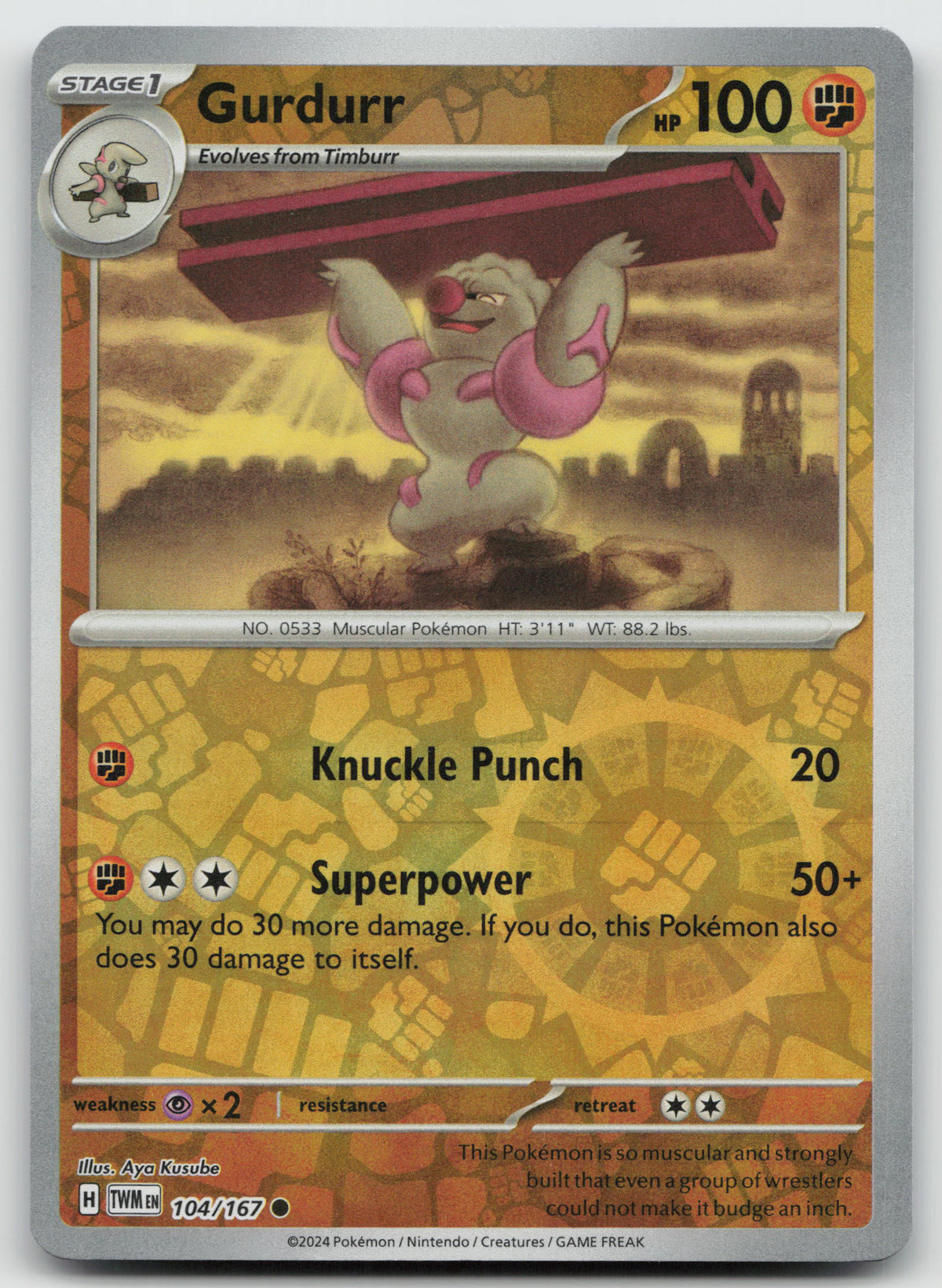 Gurdurr Common Reverse Holo SV06: Twilight Masquerade 104/167 NM