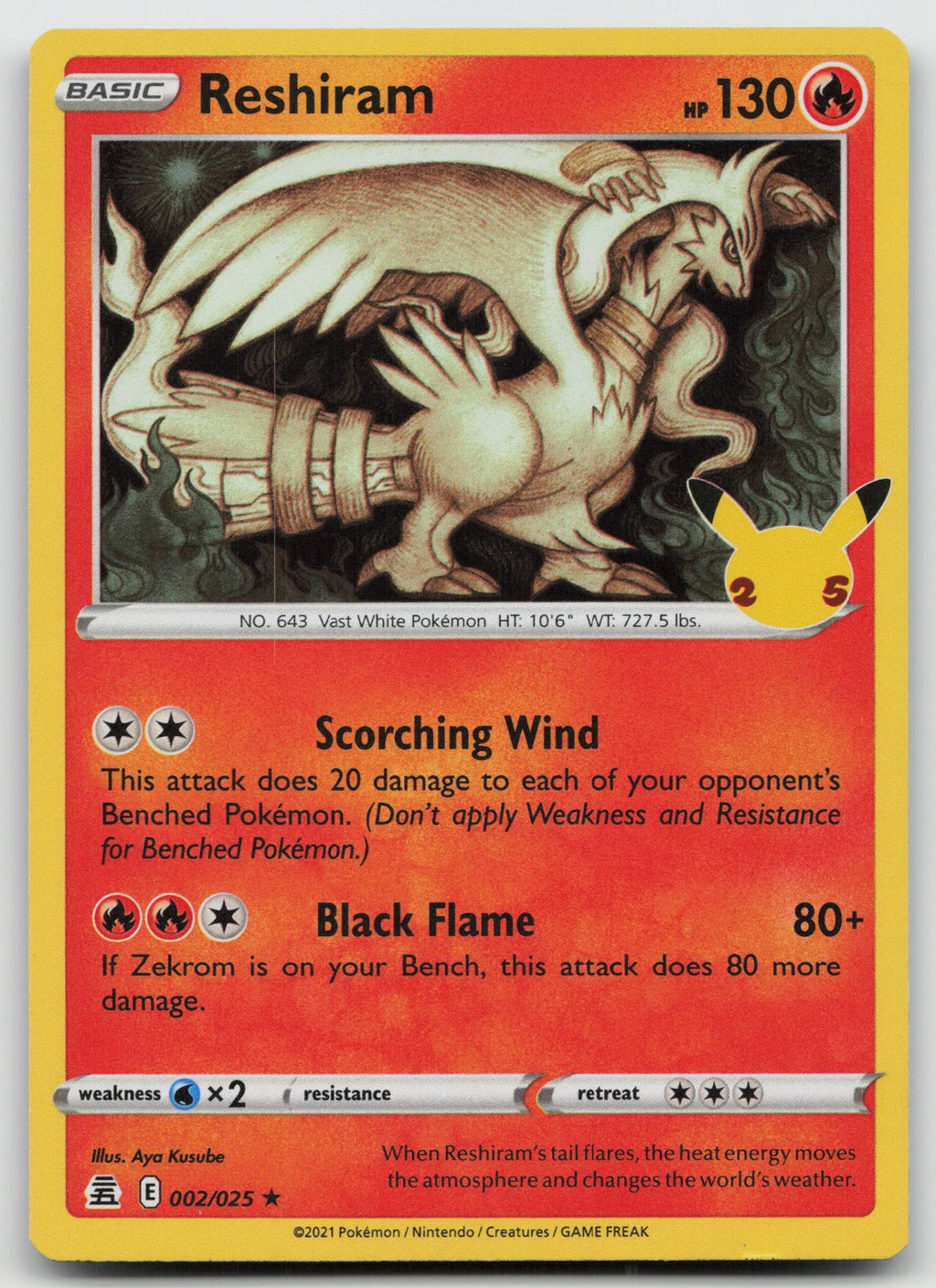 Reshiram Holo Rare Celebrations 002/025 NM