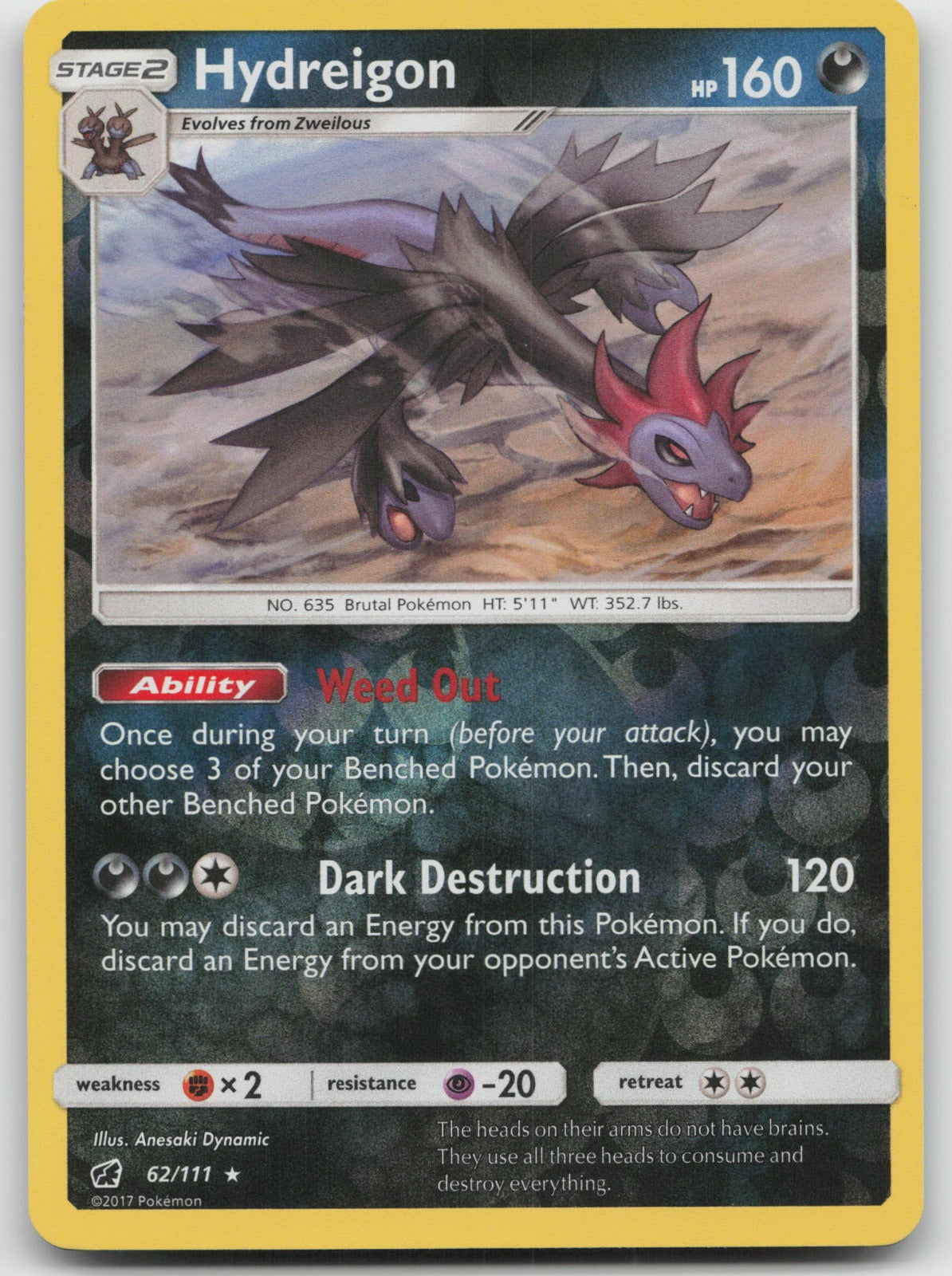 Hydreigon Reverse Holo Rare SM - Crimson Invasion 62/111 NM