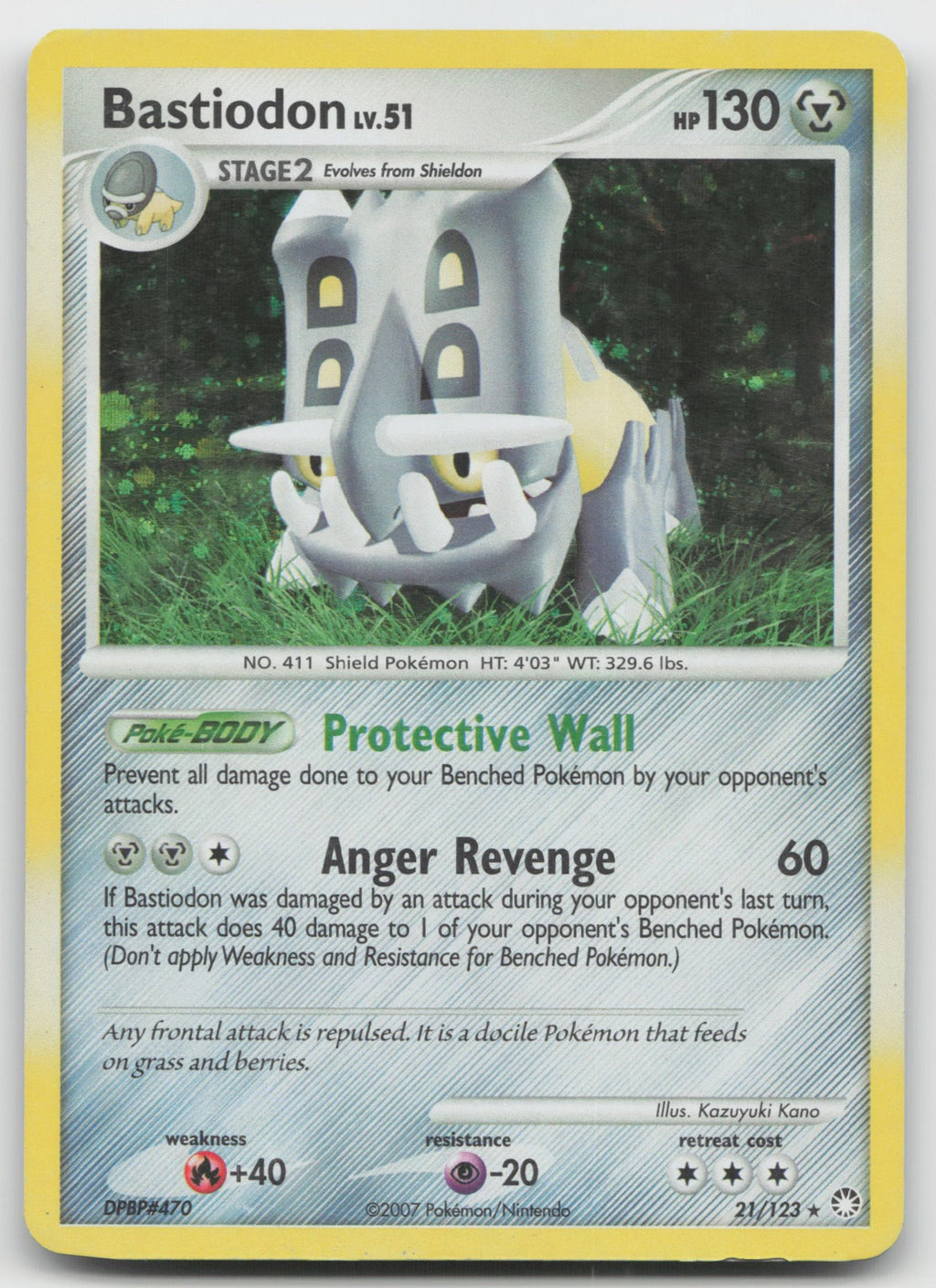 Bastiodon - (DP Mysterious Treasures) Holo Rare Deck Exclusives 21/123 MP