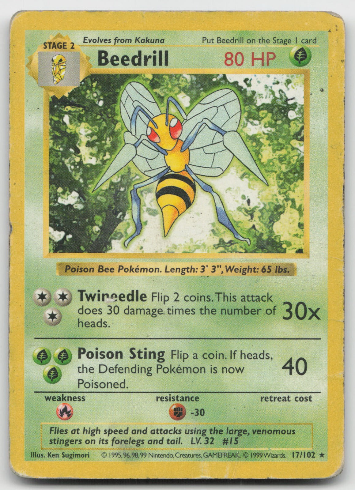 Beedrill Rare Base Set (Shadowless) 17/102 DMG