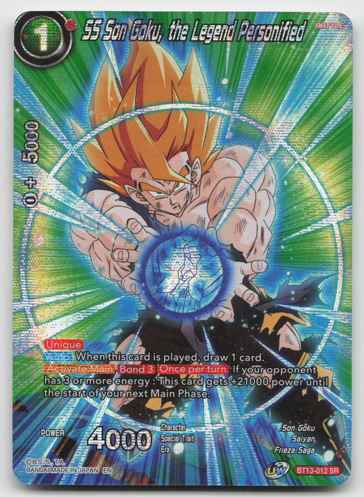 SS Son Goku, the Legend Personified Super Foil: History of Son Goku BT13-012 NM