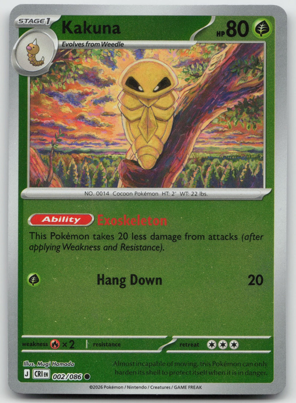 Kakuna Common Reverse Holo ME04: Chaos Rising 002/086 NM