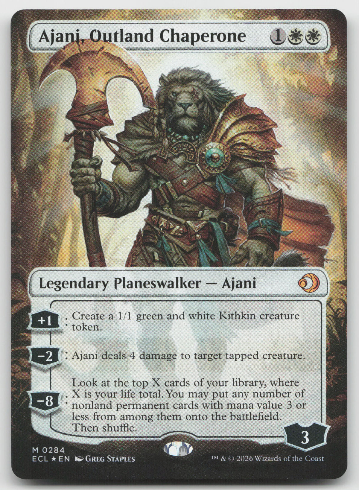 Ajani, Outland Chaperone (Borderless) M Foil Lorwyn Eclipsed 284 NM