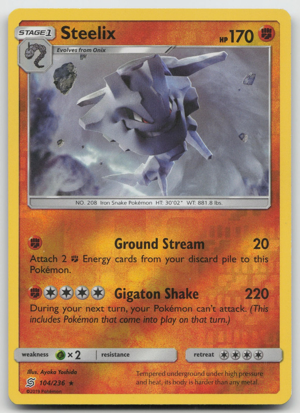 Steelix Reverse Holo Rare SM - Unified Minds 104/236 LP