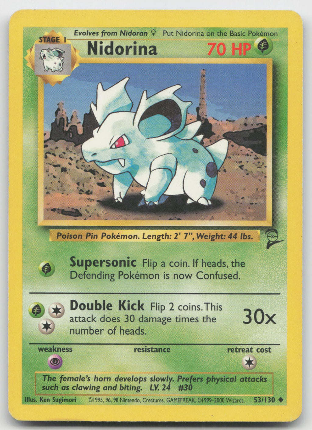 Nidorina Uncommon Base Set 2 53/130 MP