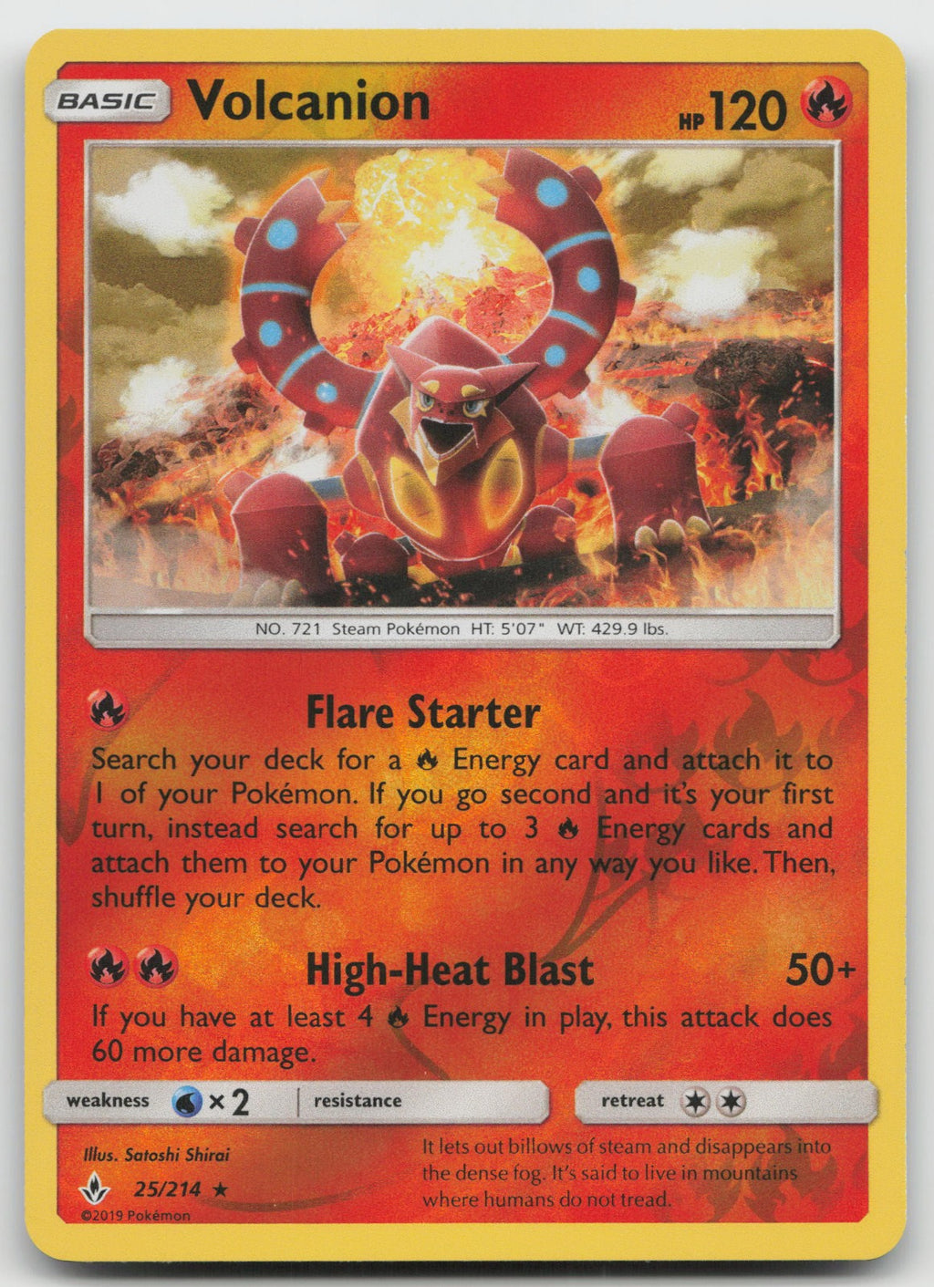 Volcanion Reverse Holo Rare SM - Unbroken Bonds 25/214 NM