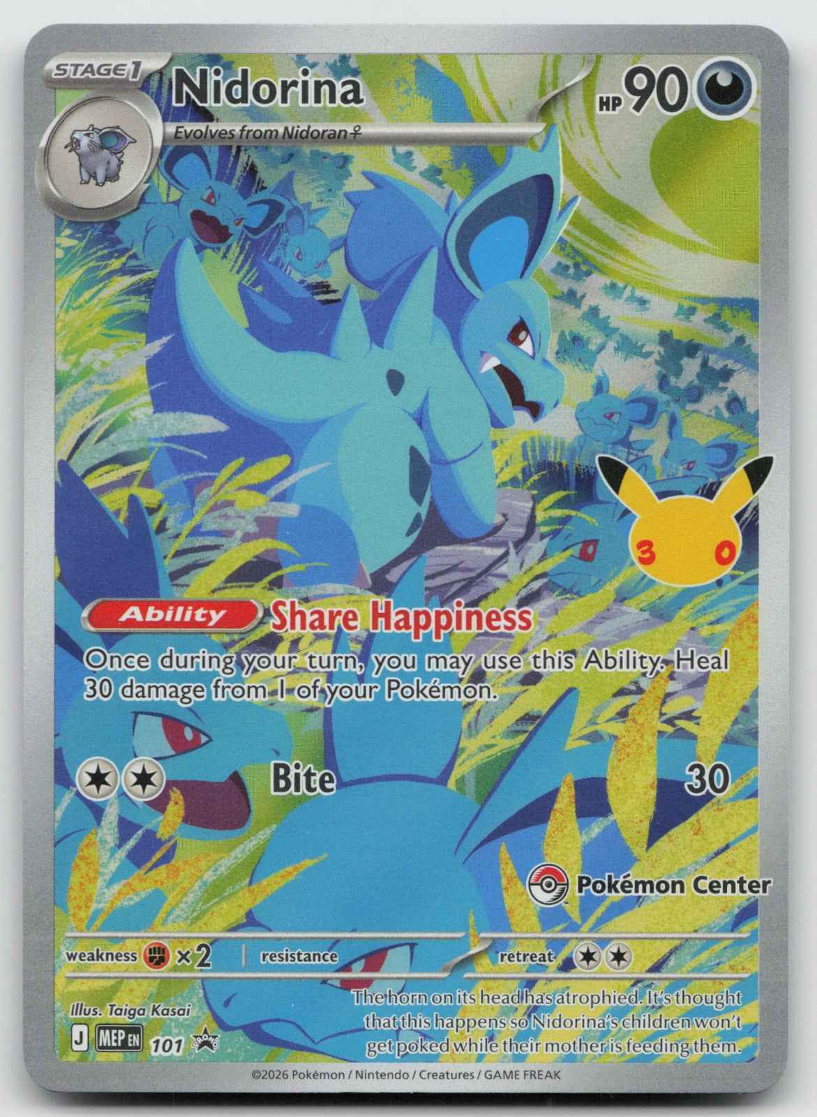 Nidorina 30th Celebration Pokemon Center Exclusive Mega Evolution MEP101 NM