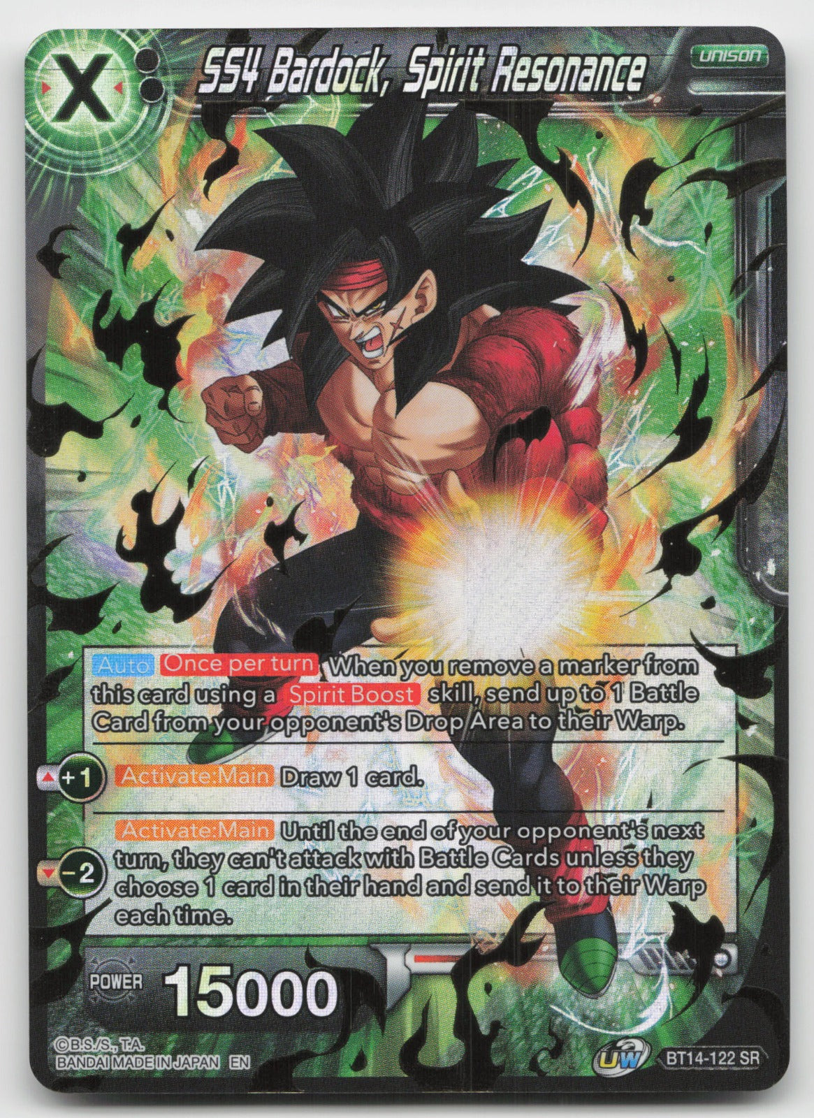 SS4 Bardock, Spirit Resonance Super Rare Cross Spirits BT14-122 NM