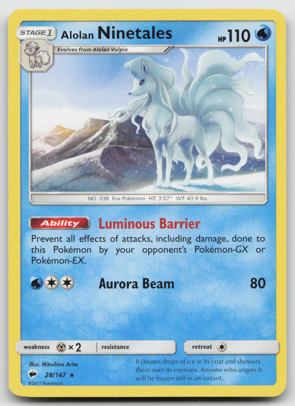 Alolan Ninetales Rare SM - Burning Shadows 28/147 LP