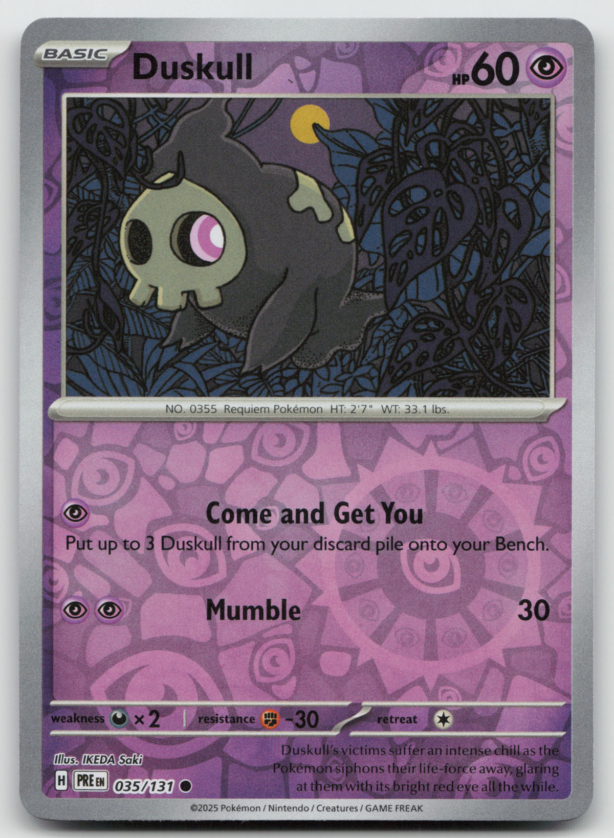 Duskull Common Reverse Holo SV: Prismatic Evolutions 035/131 NM