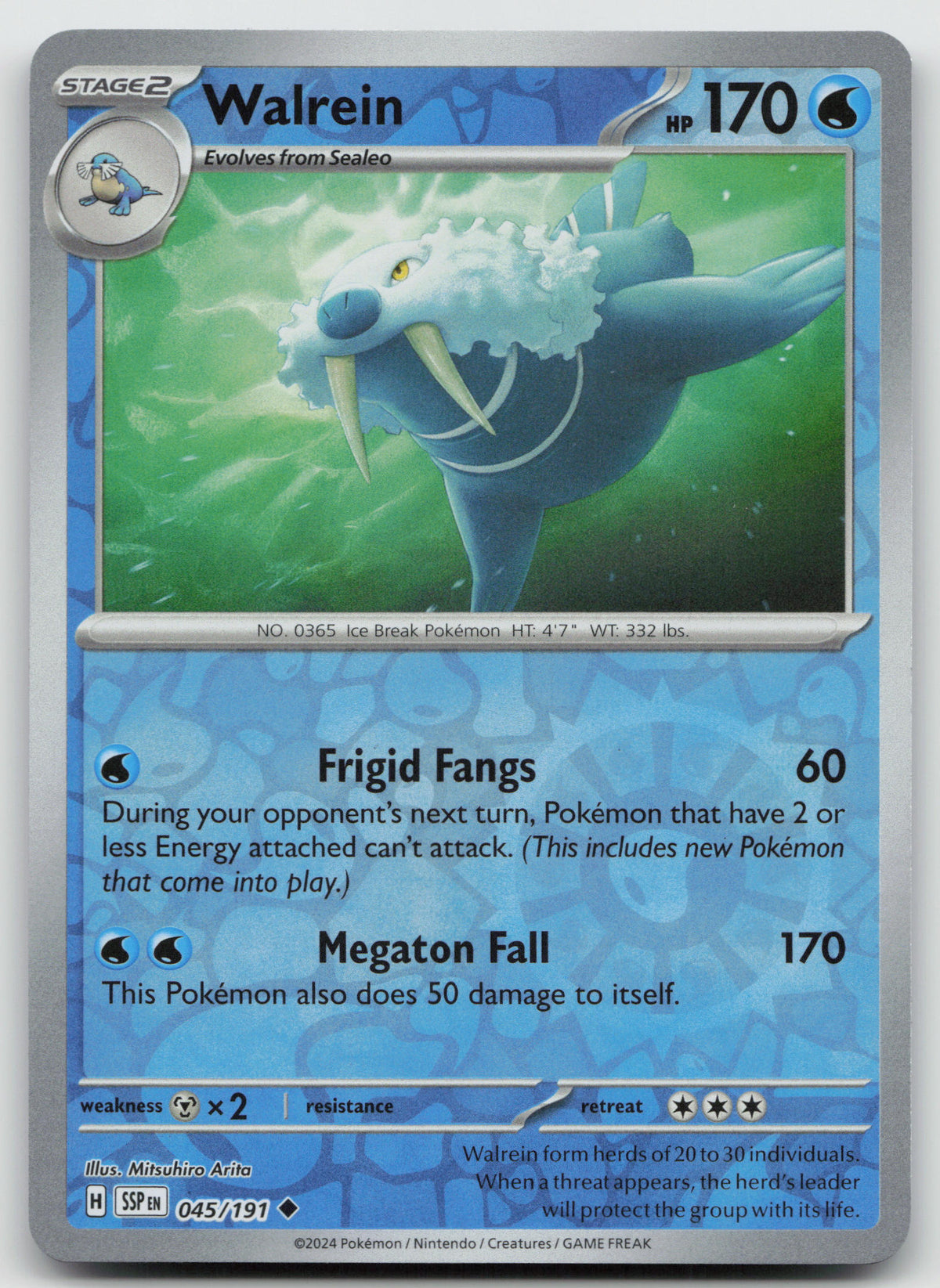 Walrein Uncommon Reverse Holo SV08: Surging Sparks 045/191 NM