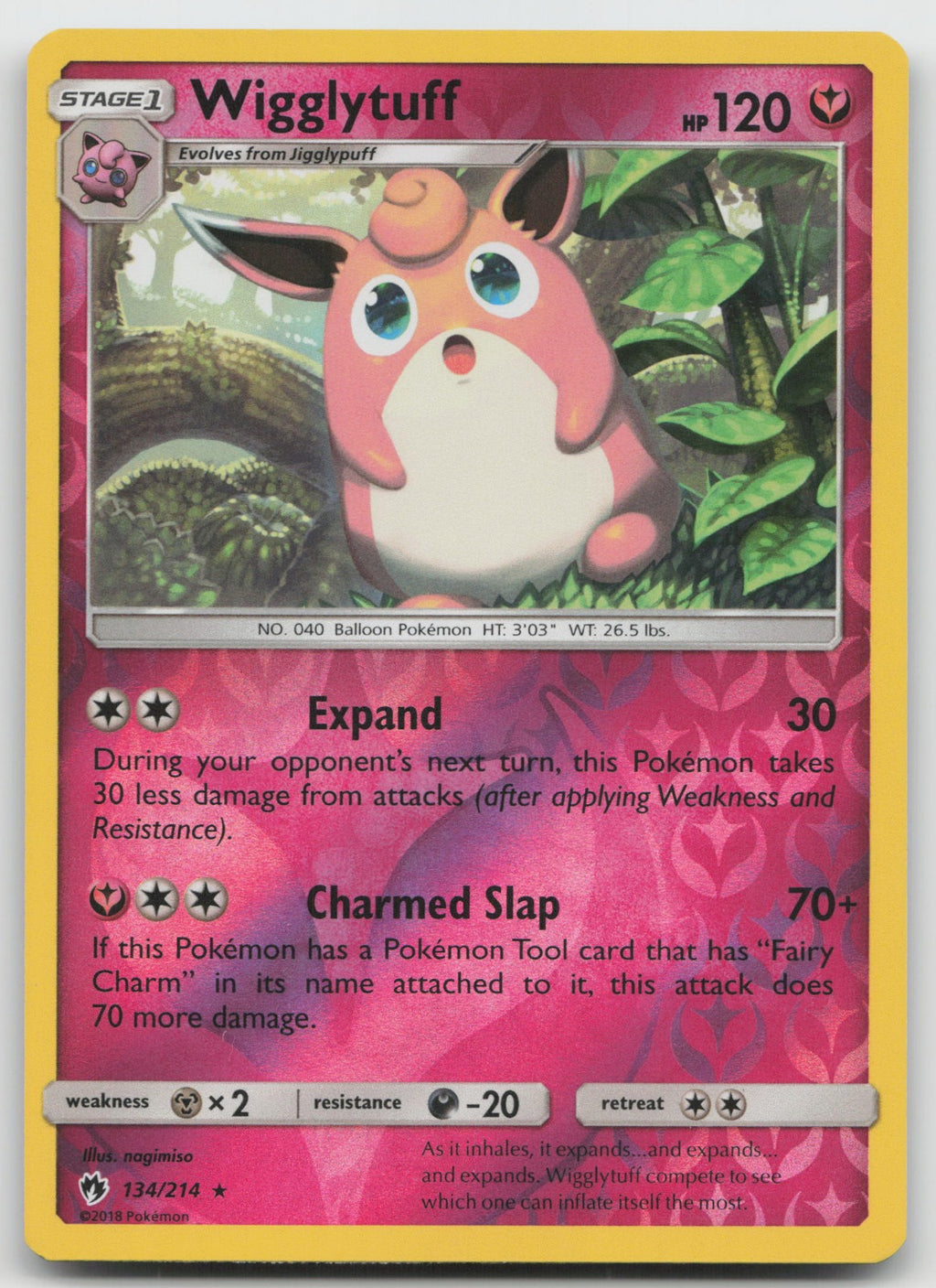 Wigglytuff Reverse Holo Rare SM - Lost Thunder 134/214 NM