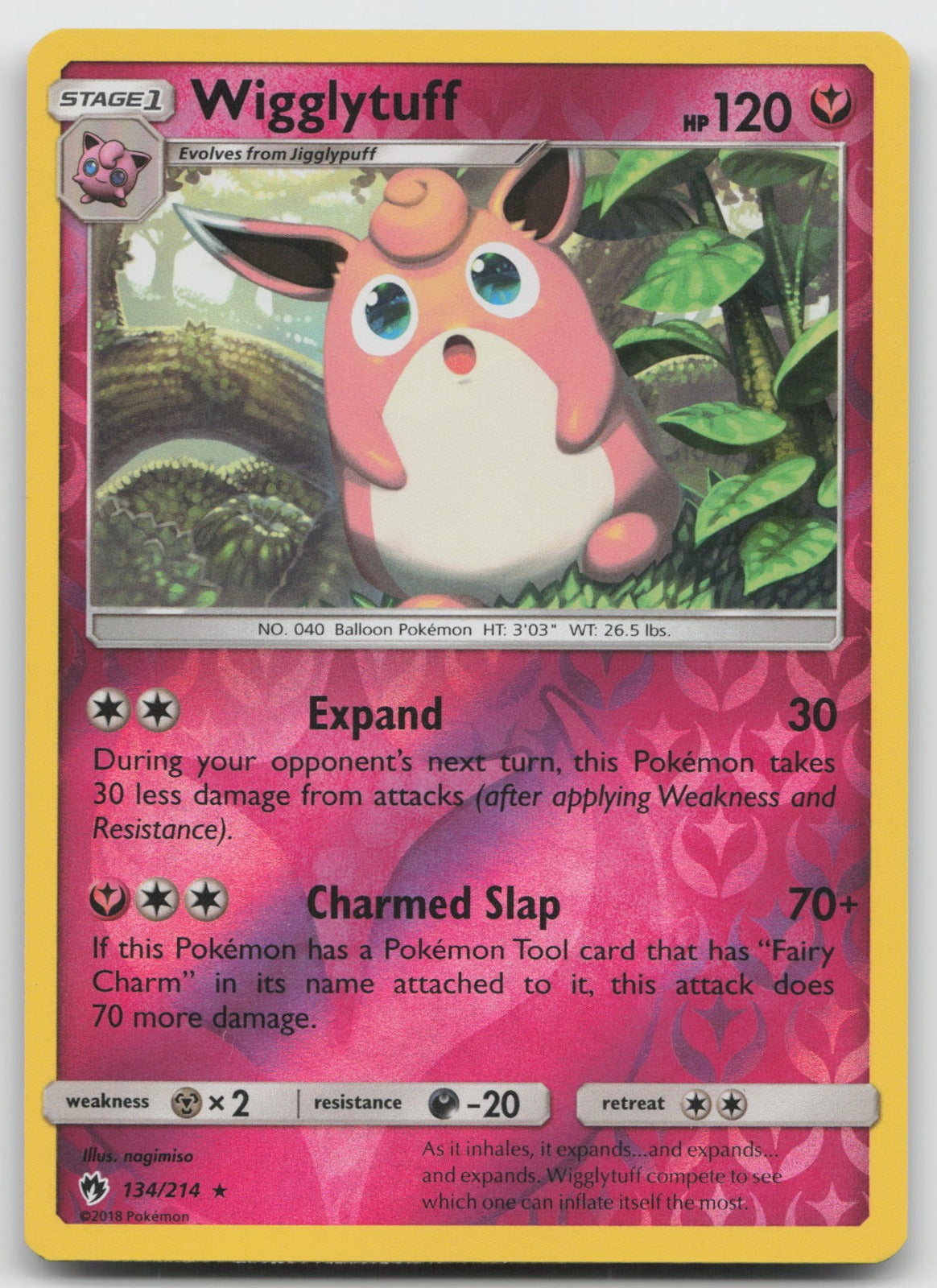 Wigglytuff Reverse Holo Rare SM - Lost Thunder 134/214 NM